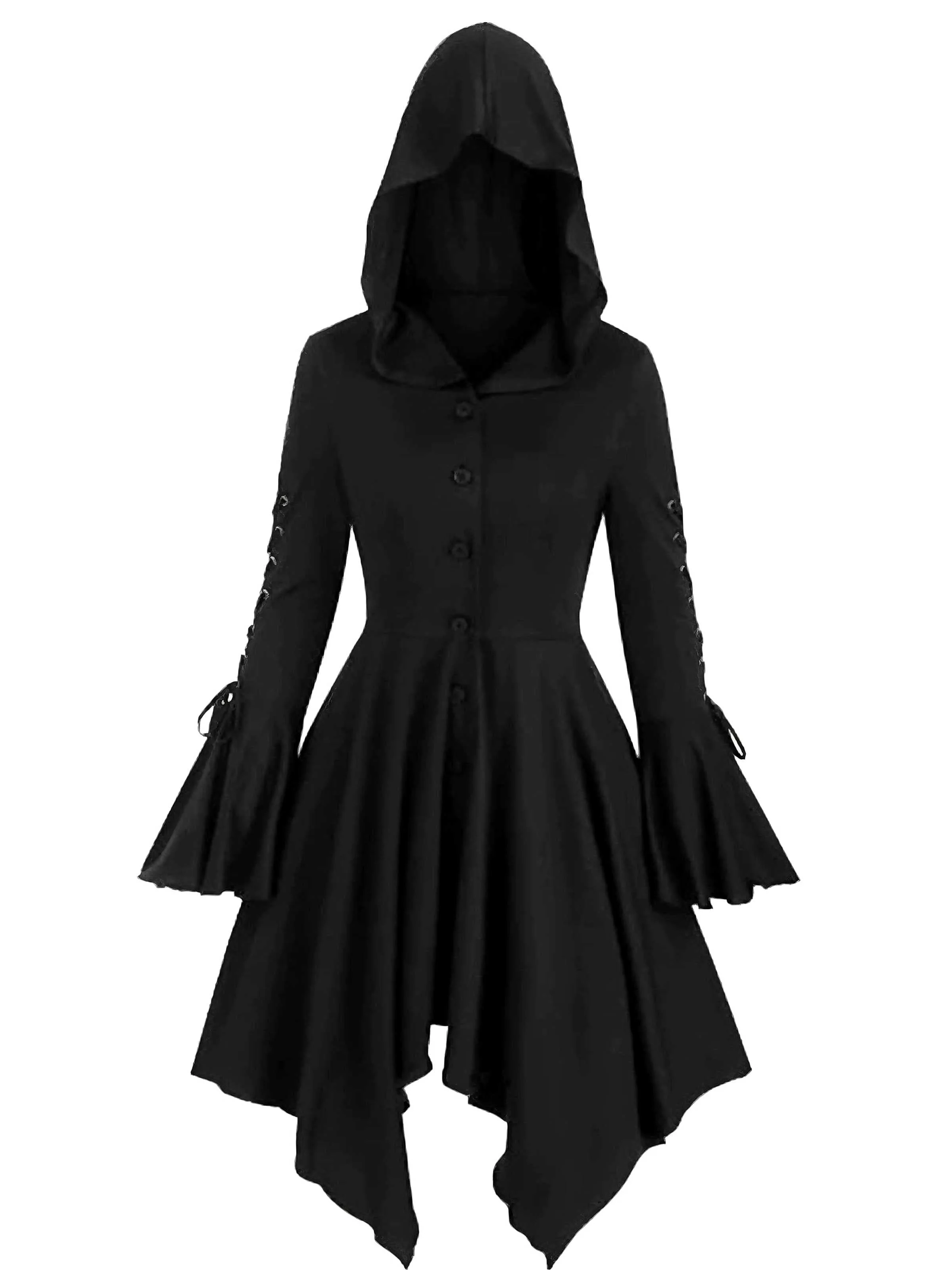 1980er Gothic Hooded Punk Lang Jacke