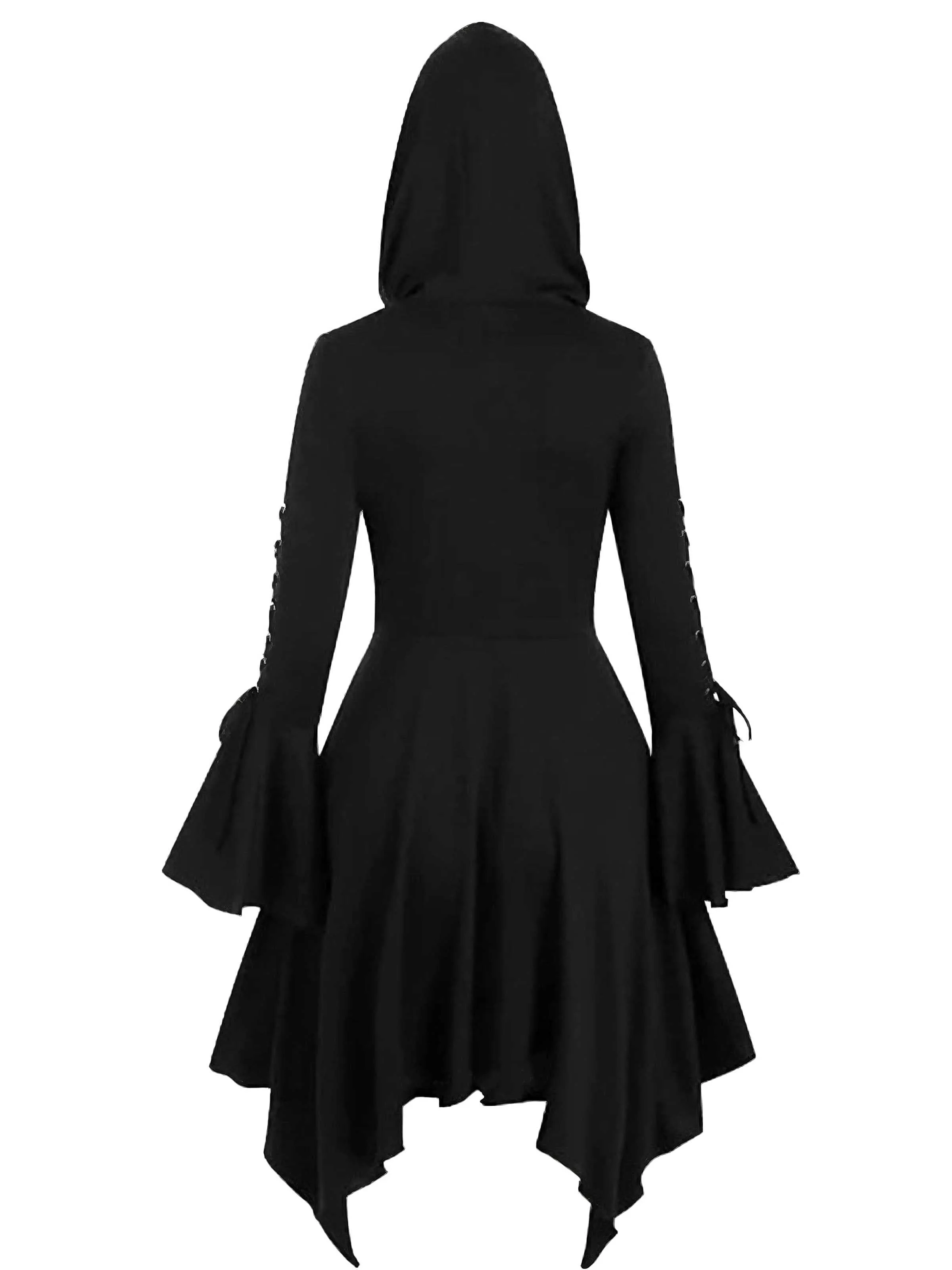 1980er Gothic Hooded Punk Lang Jacke - Image 2