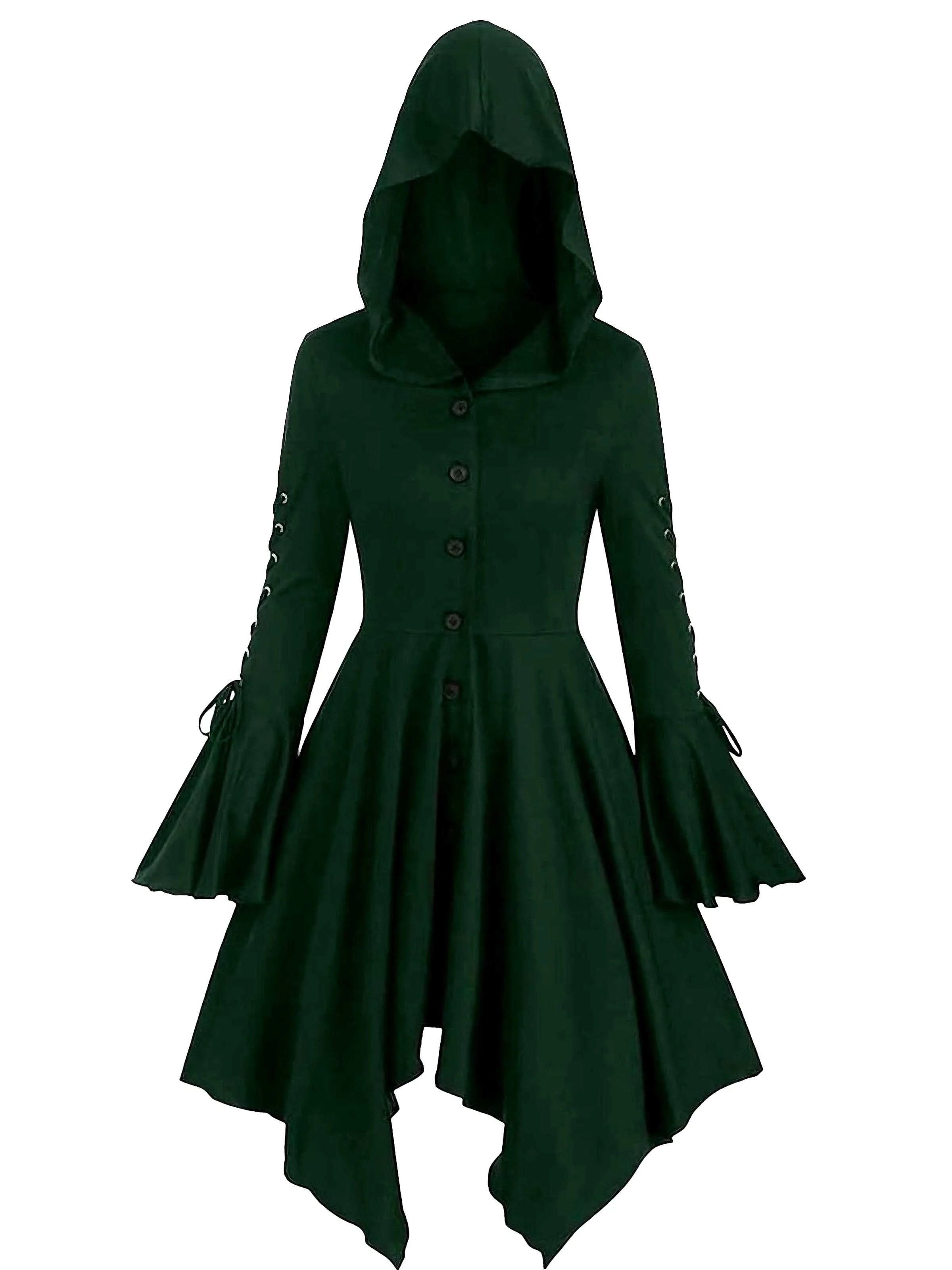 1980er Gothic Hooded Punk Lang Jacke - Image 6