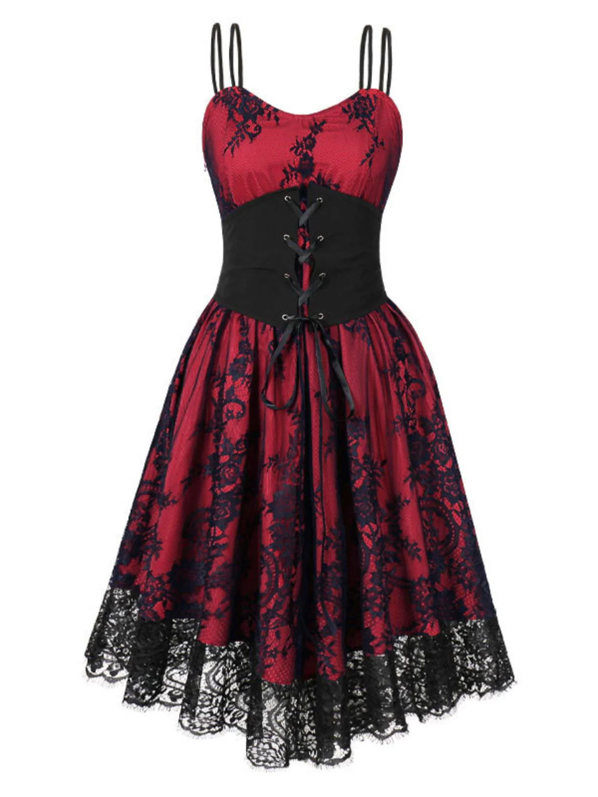 1980er Gothic Punk Spitze Bund Kleid - Image 3