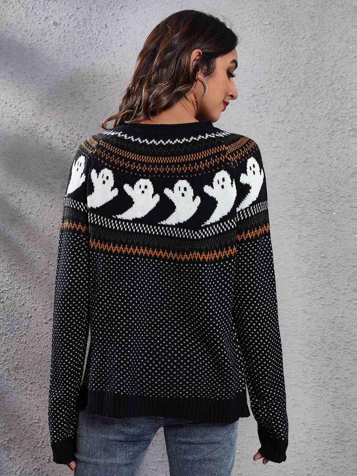 1980er Halloween Boo Polka Dot Gestrickter Pullover - Image 12