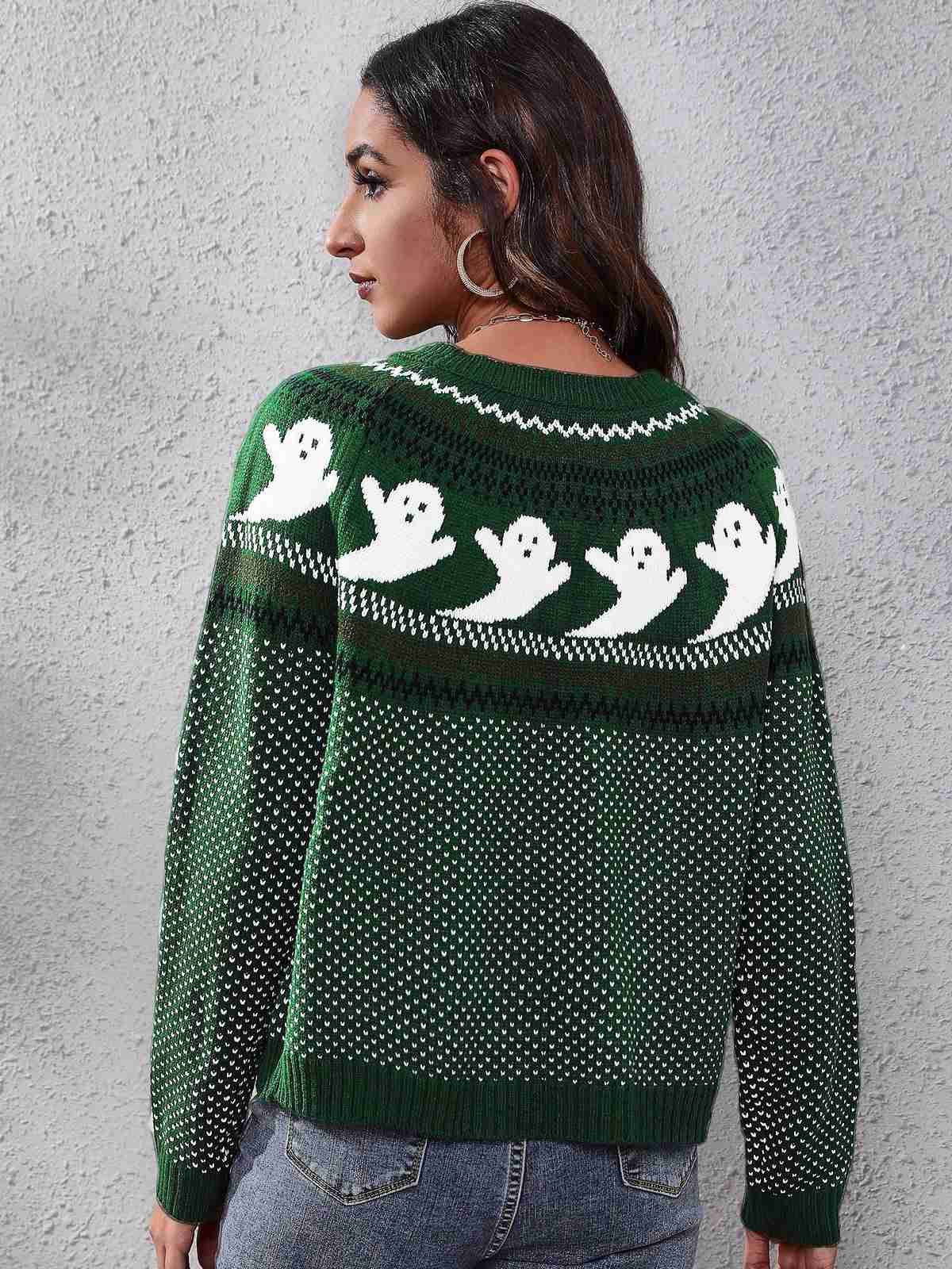 1980er Halloween Boo Polka Dot Gestrickter Pullover - Image 6