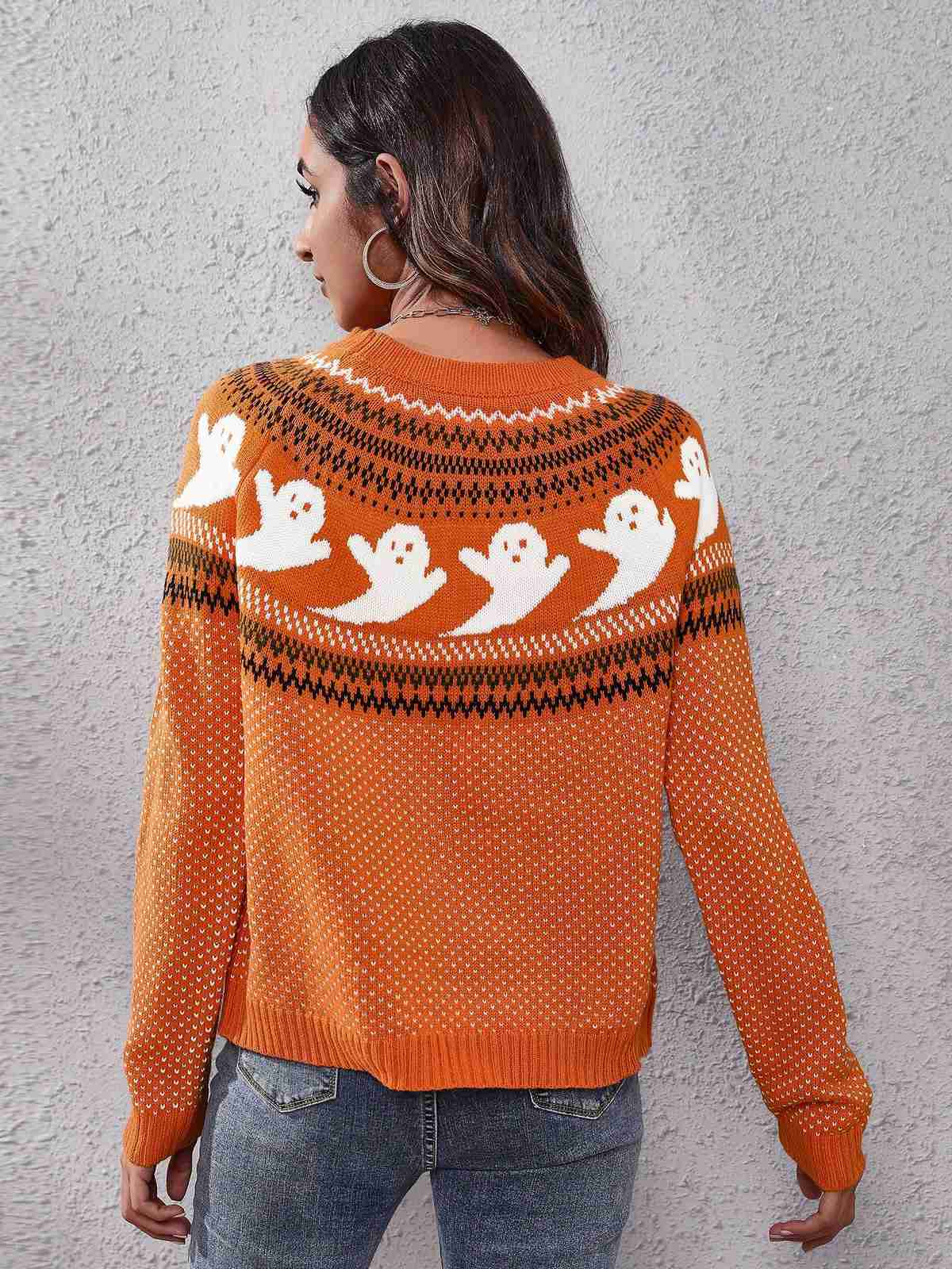 1980er Halloween Boo Polka Dot Gestrickter Pullover - Image 9