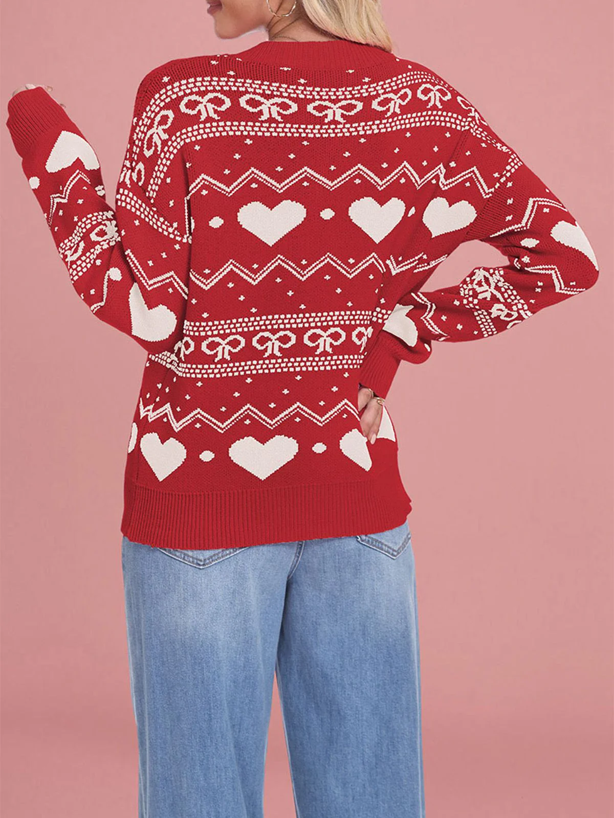 1980er Herz Muster Valentinstag Pullover - Image 12