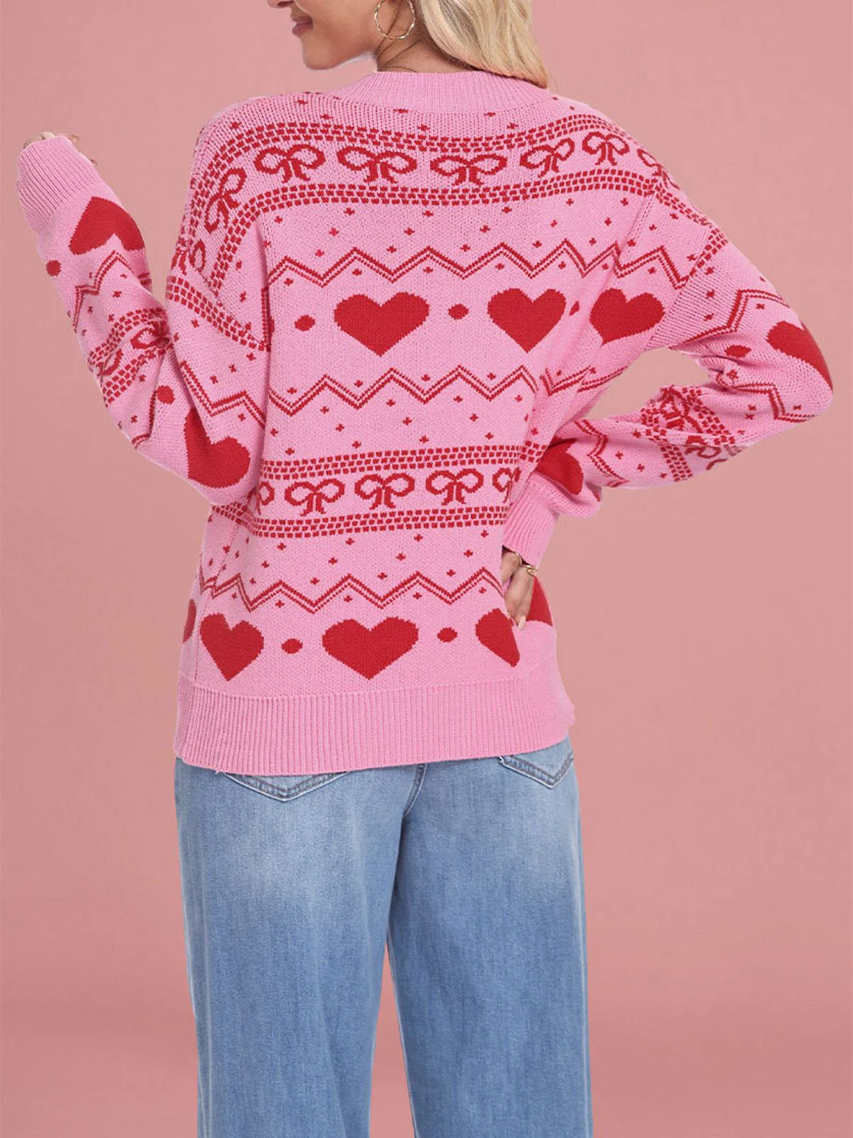 1980er Herz Muster Valentinstag Pullover - Image 4