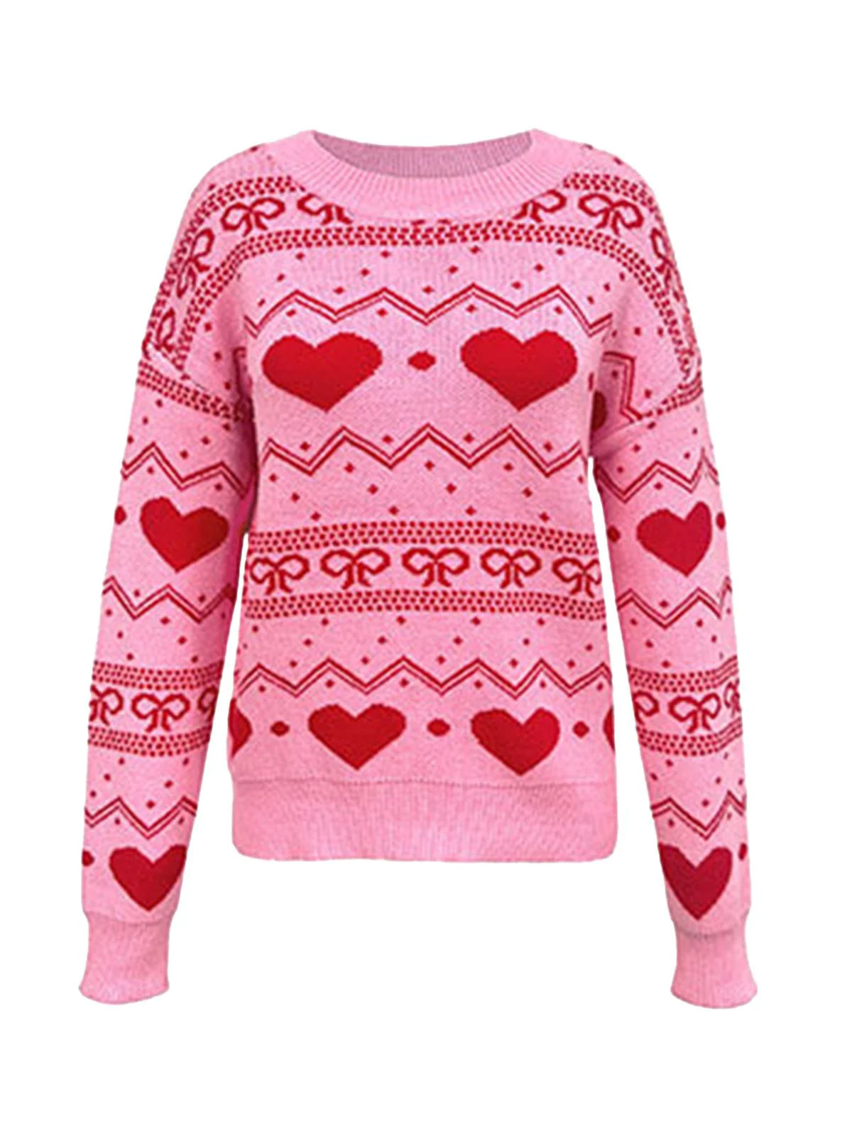 1980er Herz Muster Valentinstag Pullover - Image 5