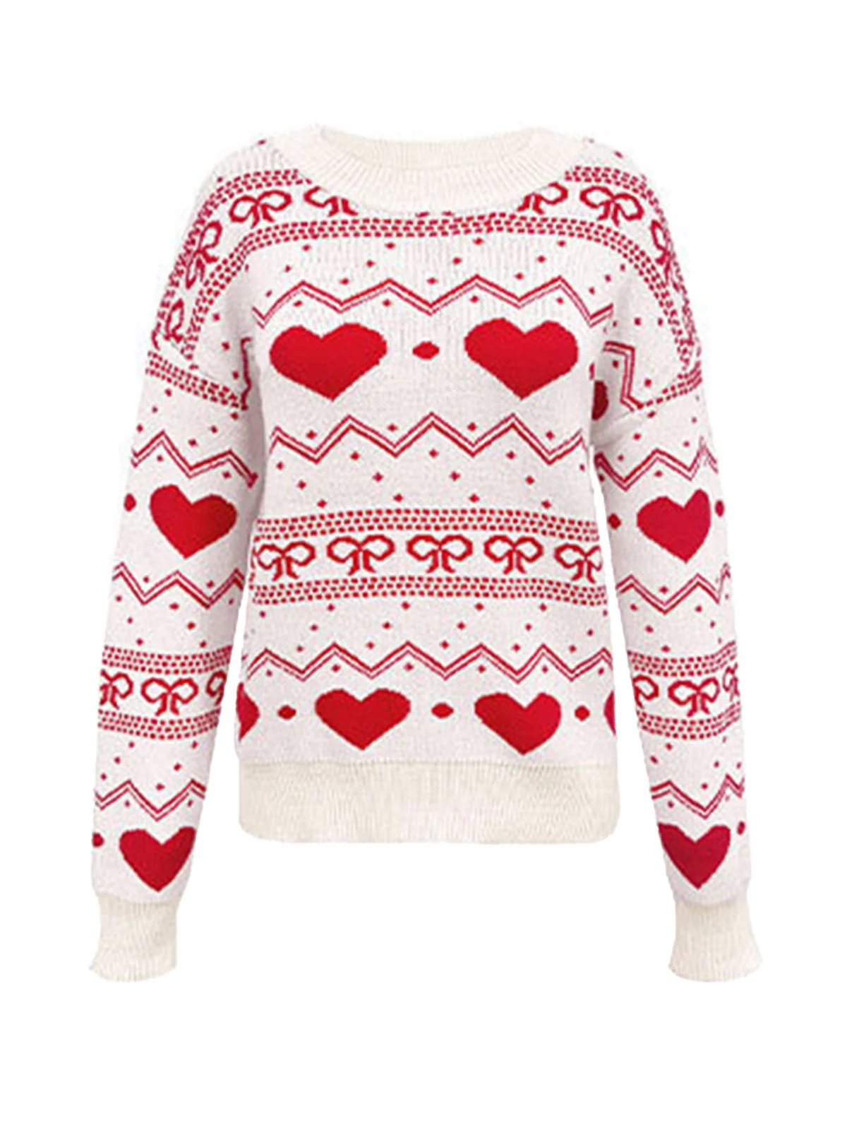 1980er Herz Muster Valentinstag Pullover - Image 6