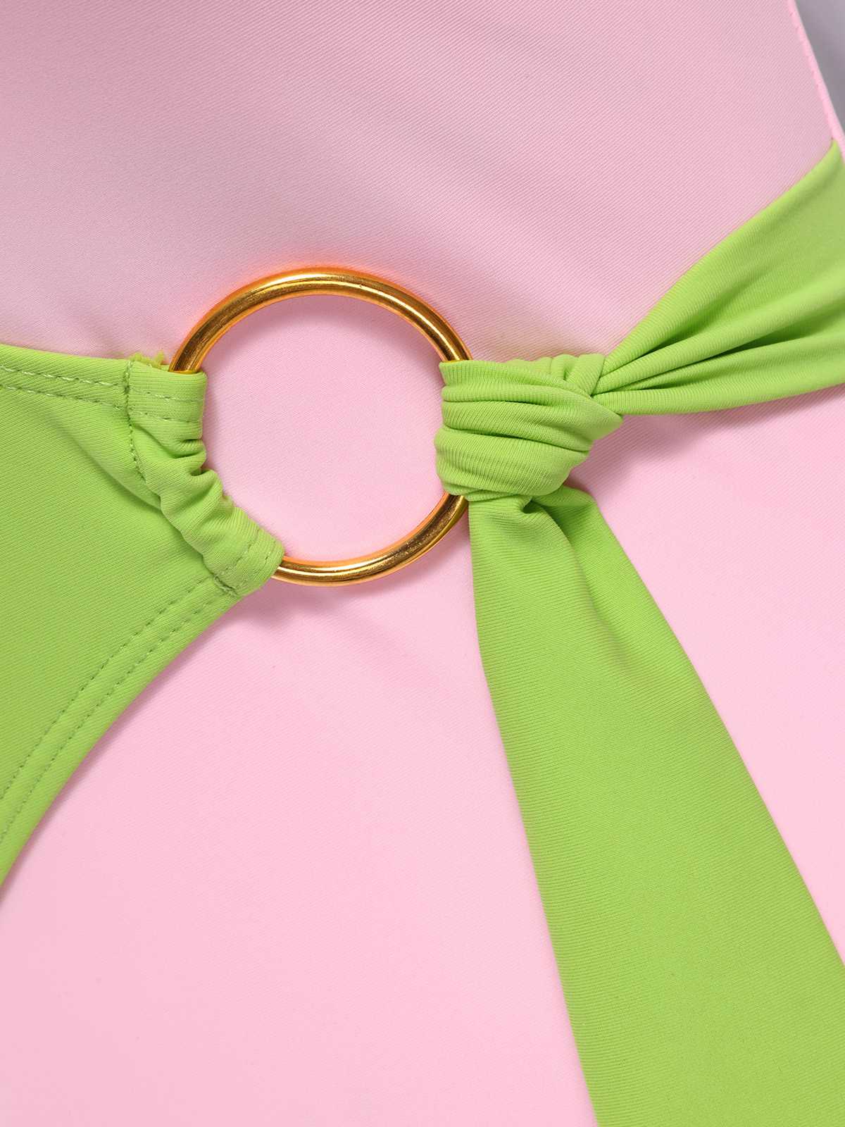 1980er Kontrast Kreuz-Träger Ring-Tie Badeanzug - Image 3