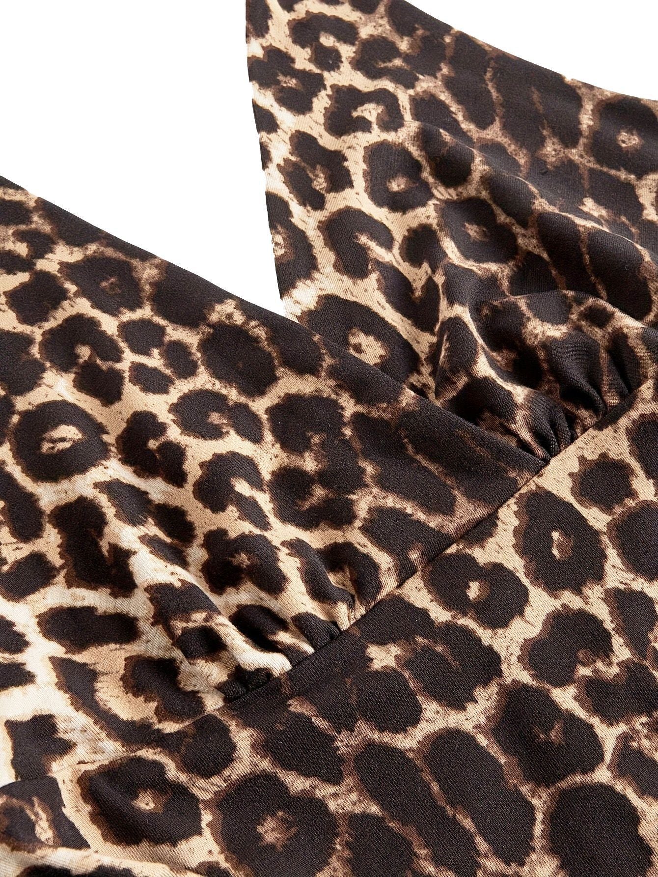 1980er Leopard Muster Halter Wickel Top - Image 4
