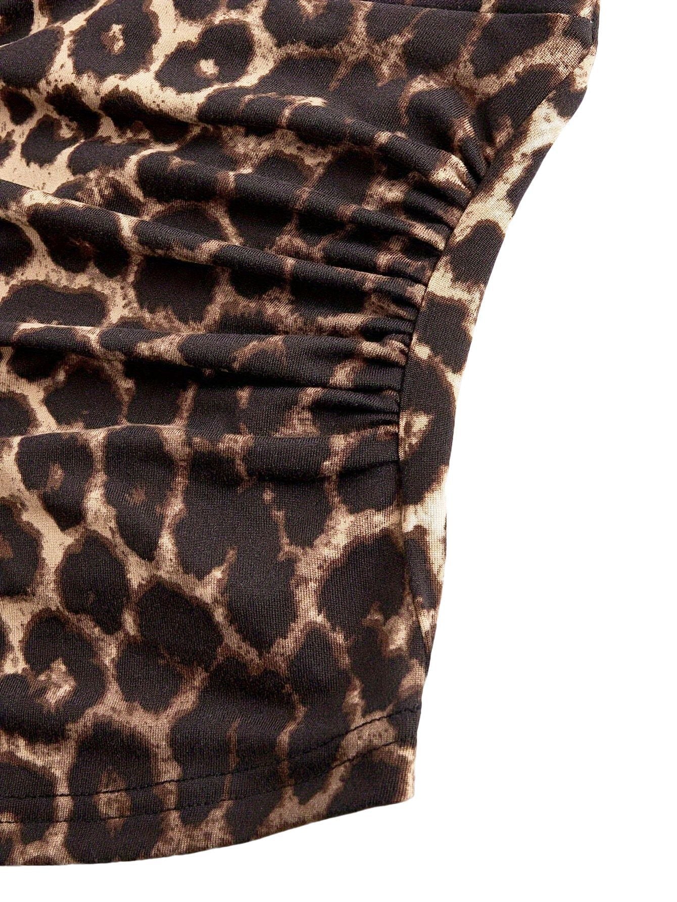 1980er Leopard Muster Halter Wickel Top - Image 5