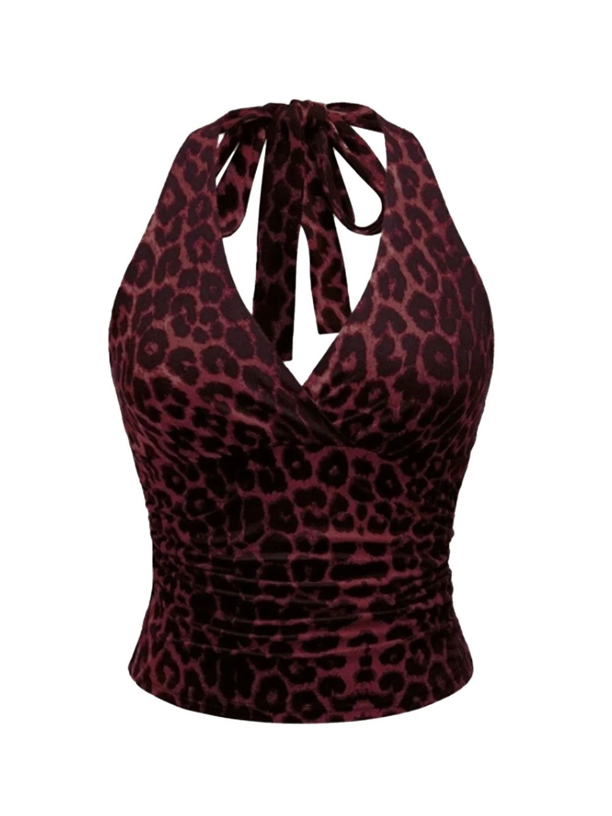 1980er Leopard Muster Halter Wickel Top - Image 6