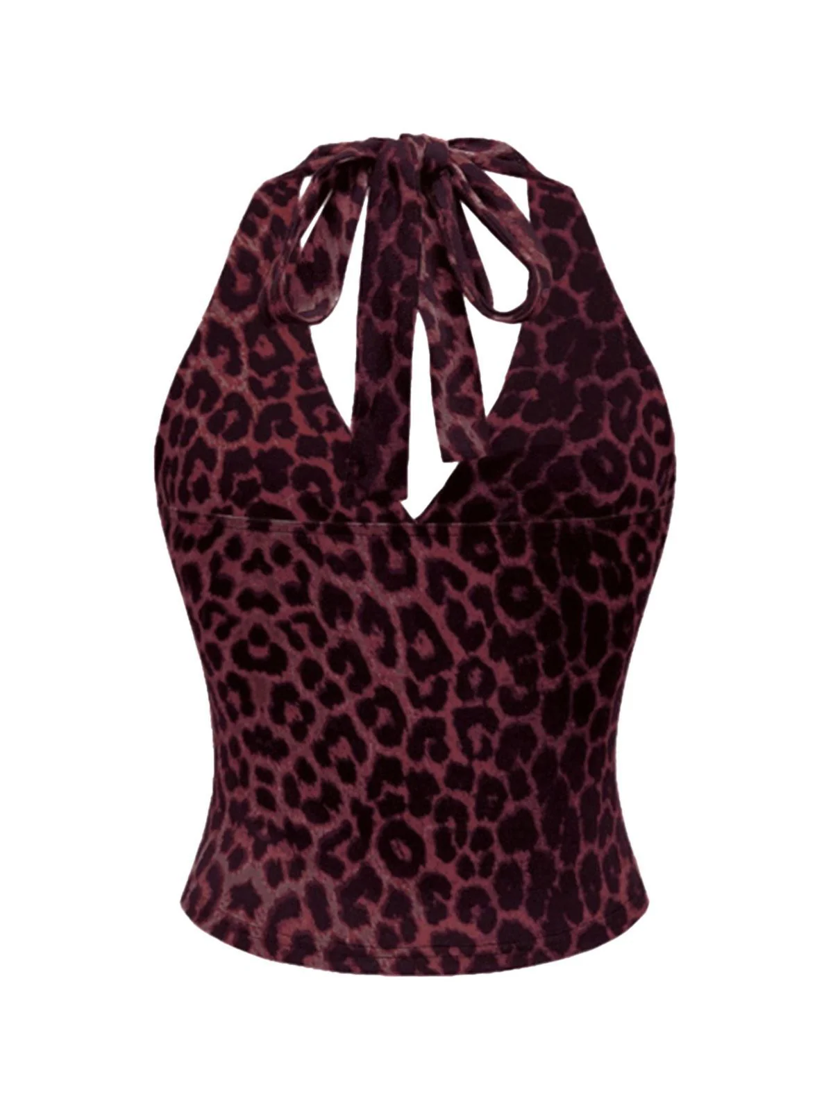 1980er Leopard Muster Halter Wickel Top - Image 7