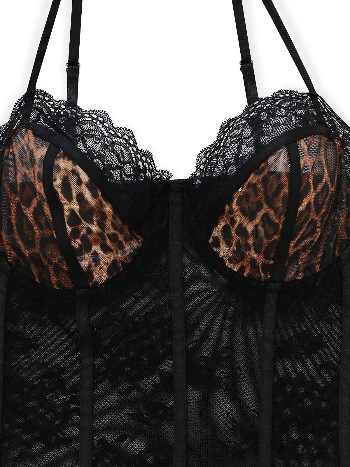 1980er Leopard Spitze Bodysuit mit Schürze Dessous Set - Image 11