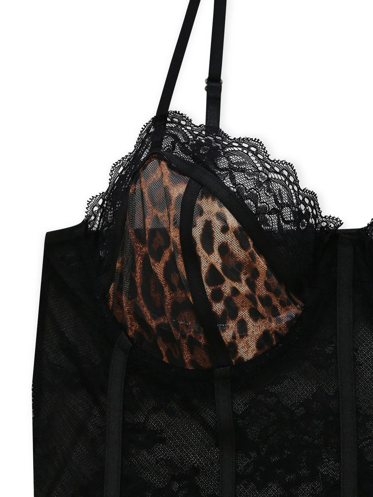 1980er Leopard Spitze Bodysuit mit Schürze Dessous Set - Image 12
