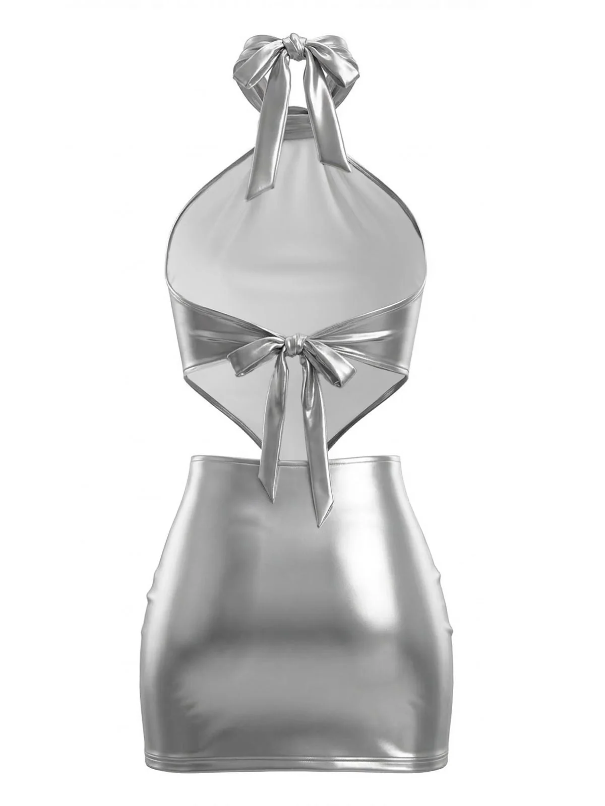 1980er Metallic Halter Rückenbindung Mini Kleid - Image 8