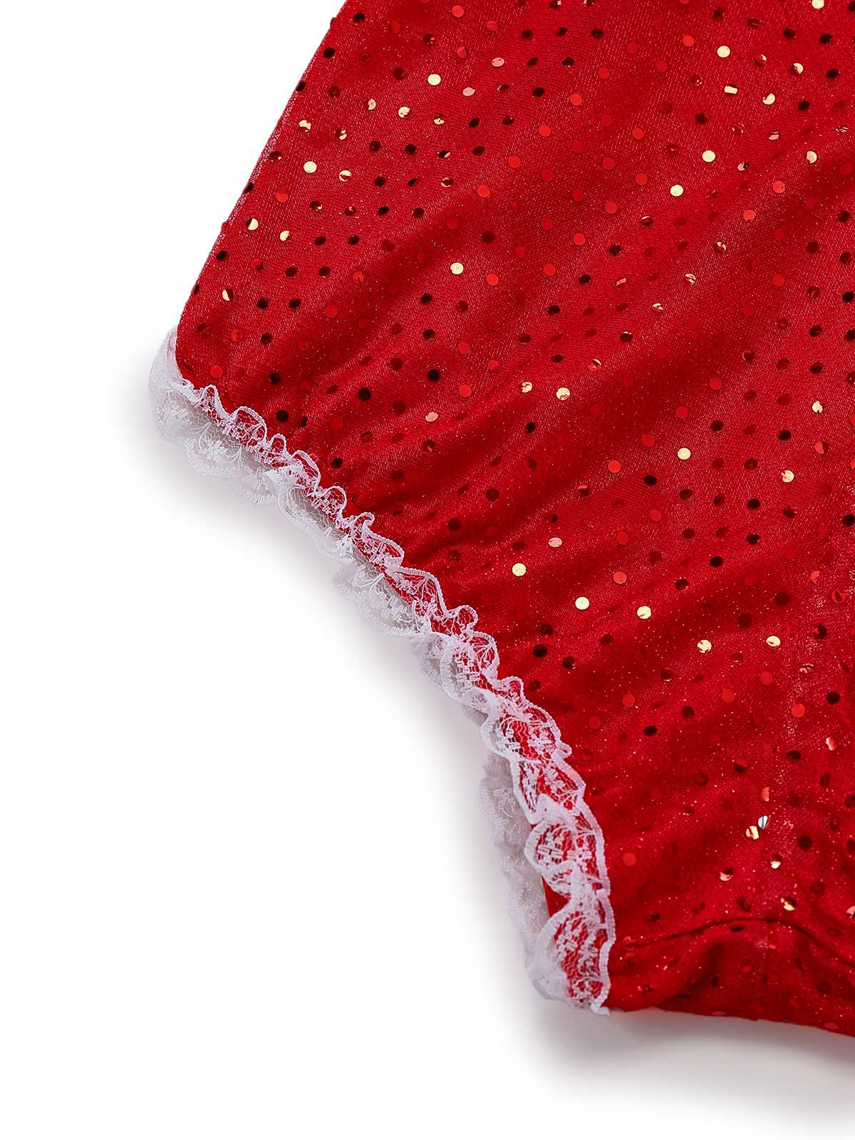 1980er Pailletten Weihnachten Trägerlos Romper Mit Hut & Stulpen - Image 7