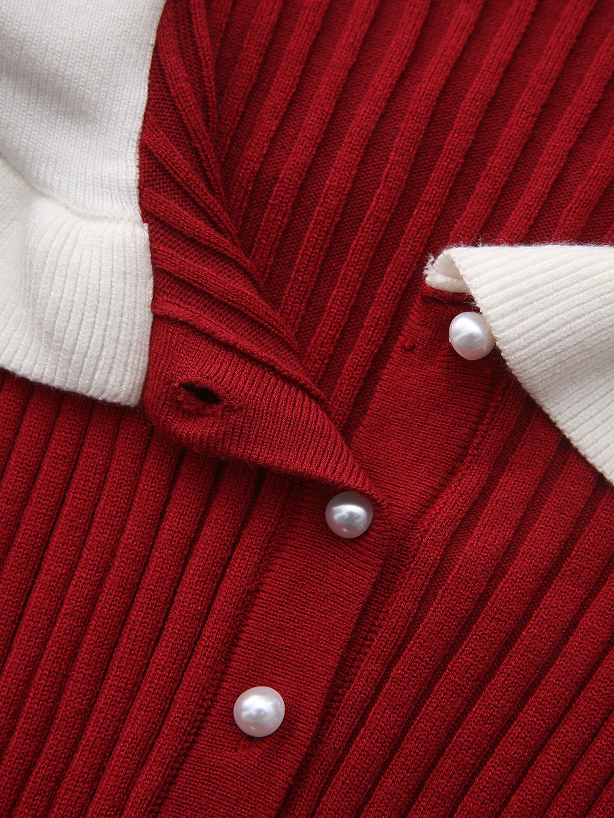 1980er Rippstrick Rüschen Kragen Midi Kleid - Image 4