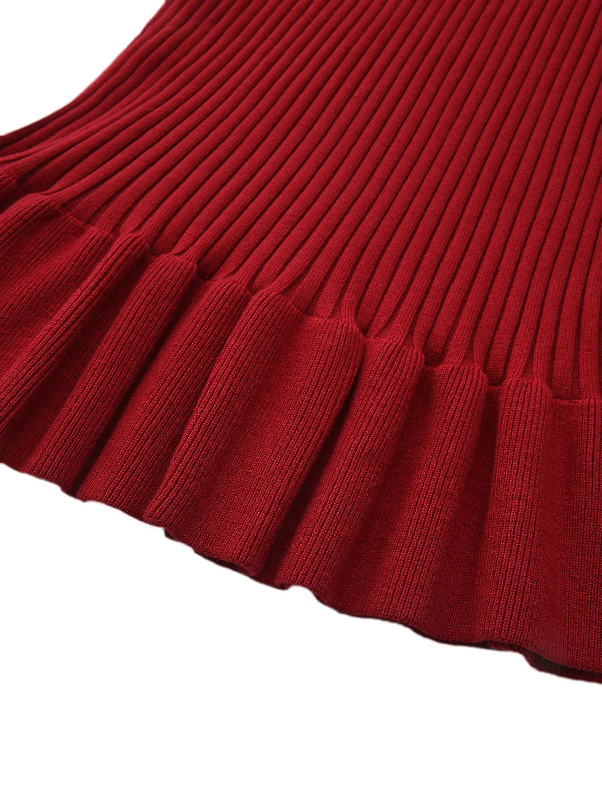1980er Rippstrick Rüschen Kragen Midi Kleid - Image 5