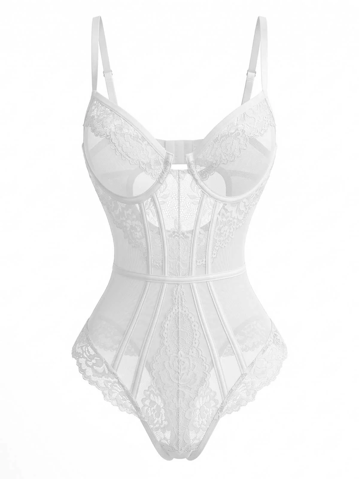1980er Slip Blumen Spitze Bodysuit Dessous - Image 11