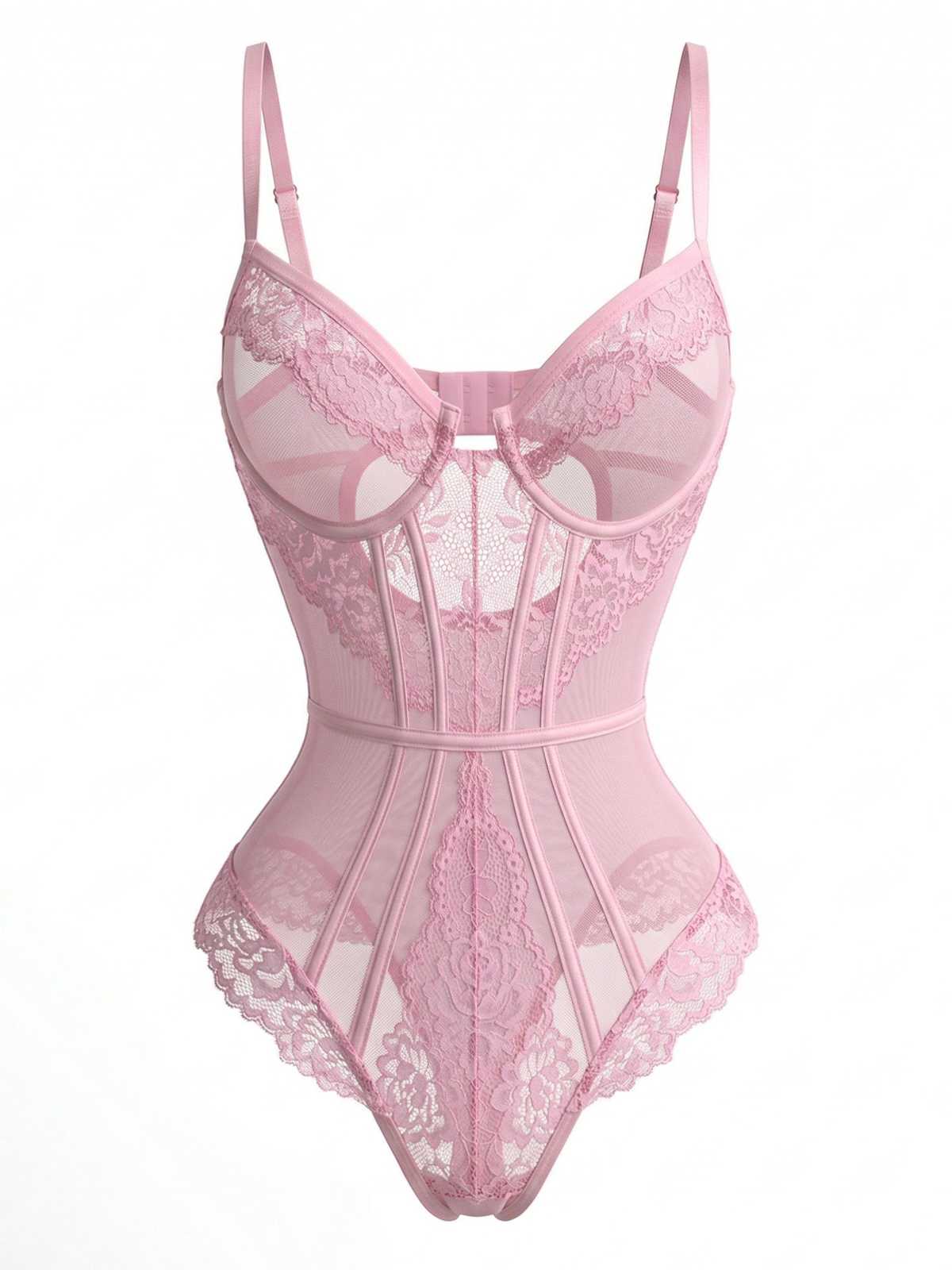 1980er Slip Blumen Spitze Bodysuit Dessous - Image 8