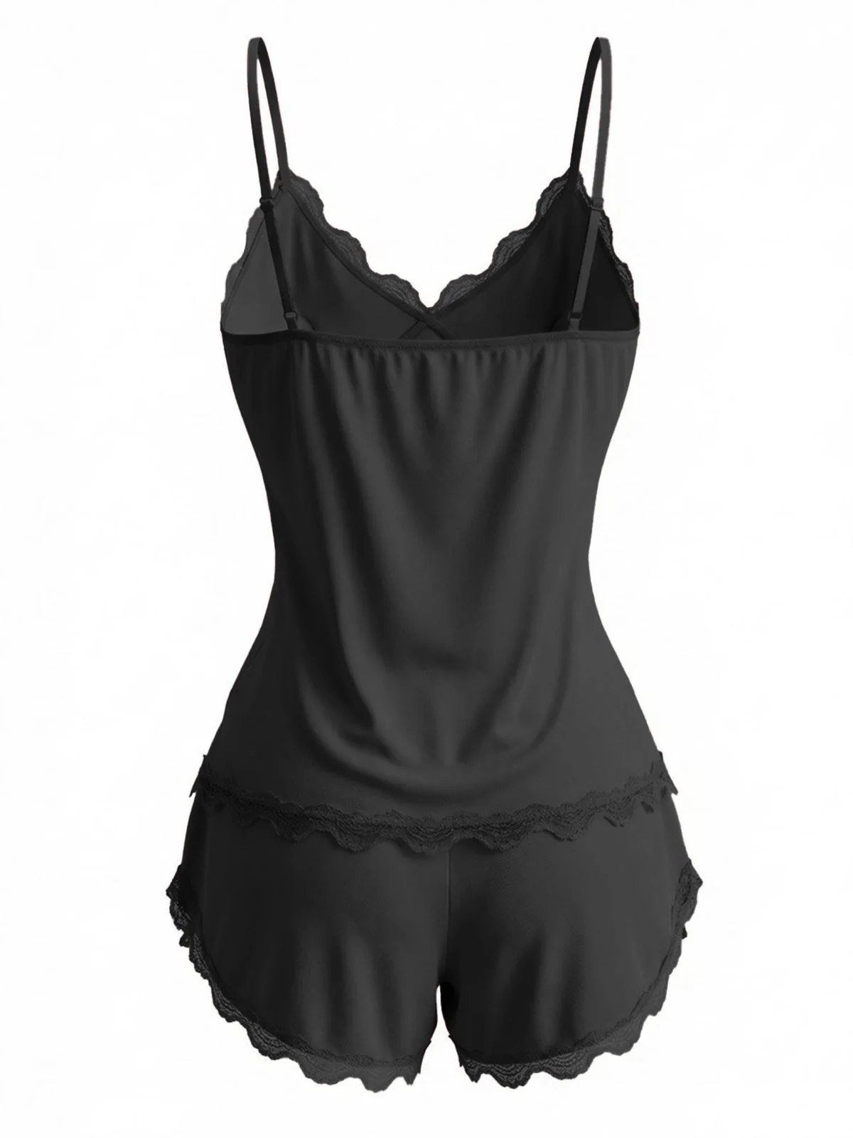 1980er Slip Spitze Blumen Bogen Pajama Set - Image 2