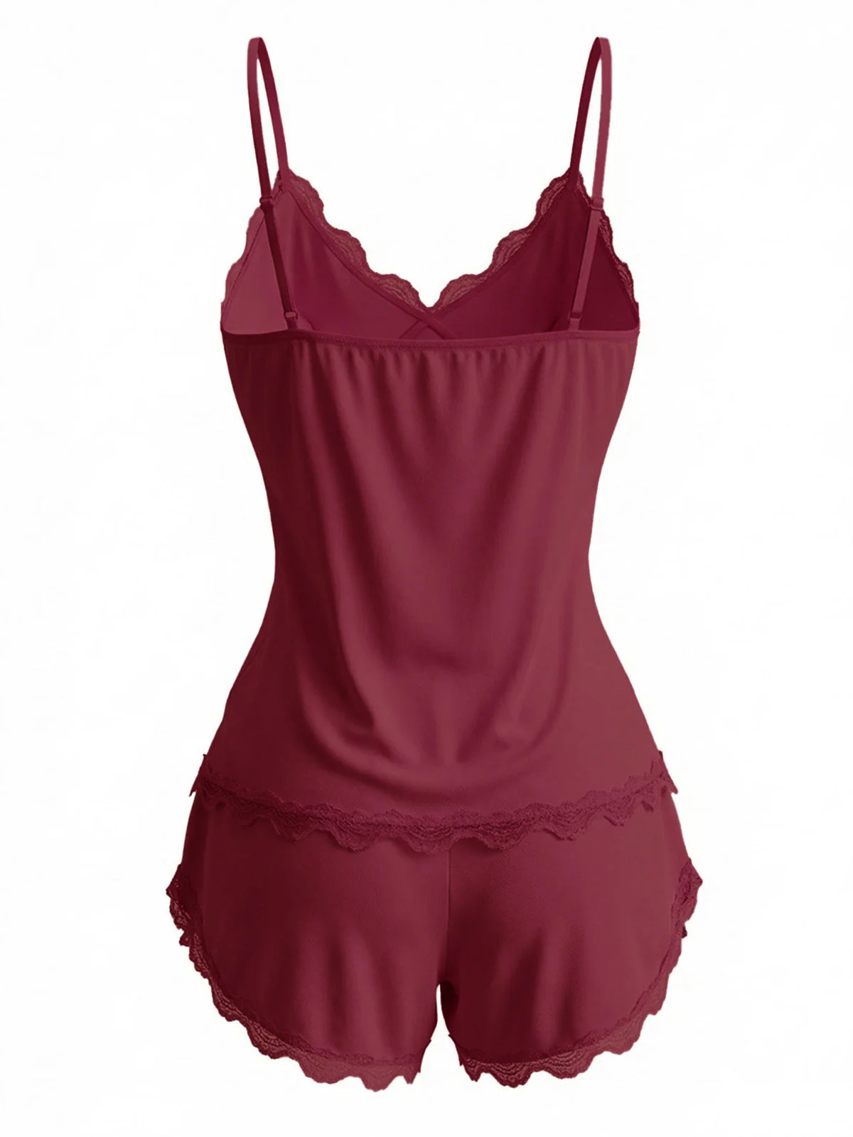 1980er Slip Spitze Blumen Bogen Pajama Set - Image 4