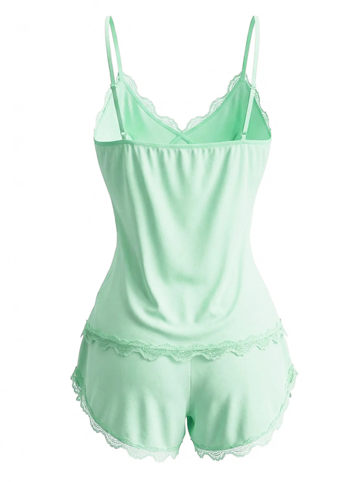 1980er Slip Spitze Blumen Bogen Pajama Set - Image 6