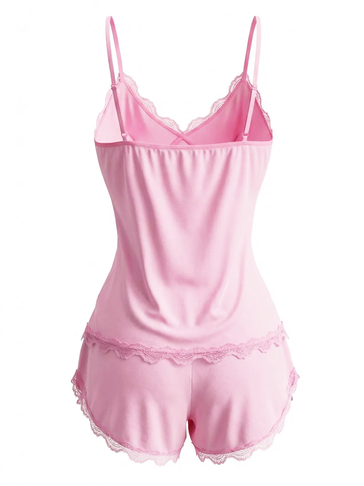 1980er Slip Spitze Blumen Bogen Pajama Set - Image 8