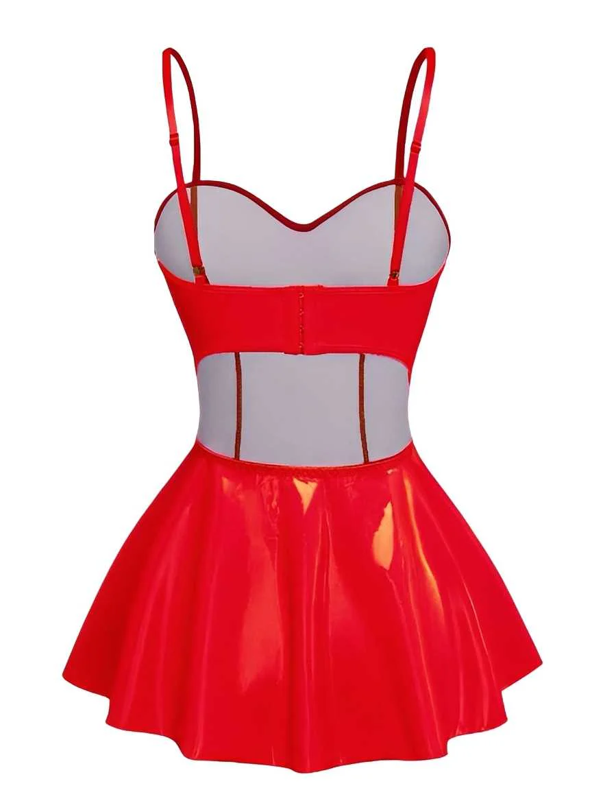 1980er Solide Latex Hasenkostüm Kleid Mit Ohren Stirnband - Image 2