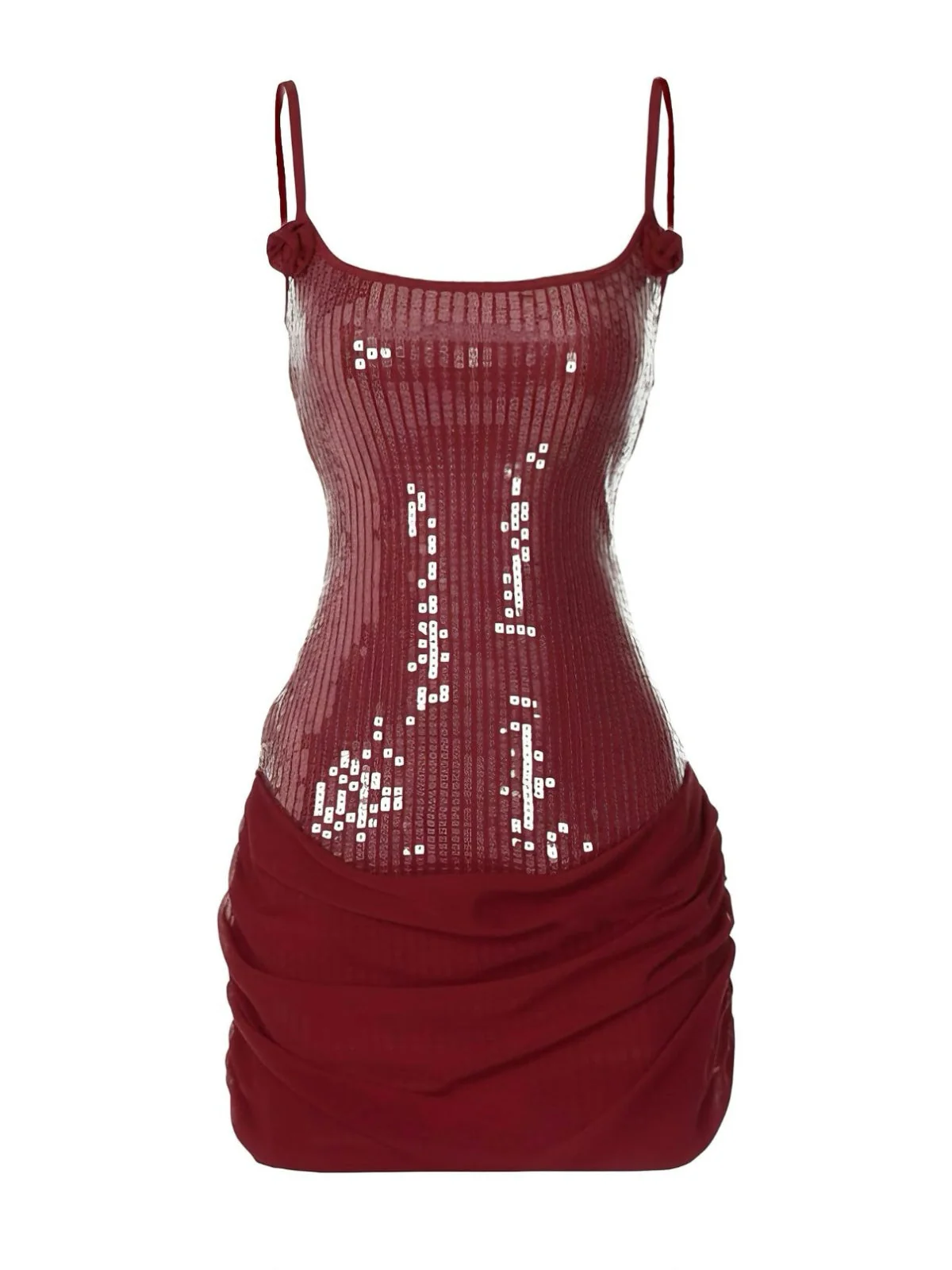 1980er Solide Pailletten Patchwork Mini Kleid - Image 4