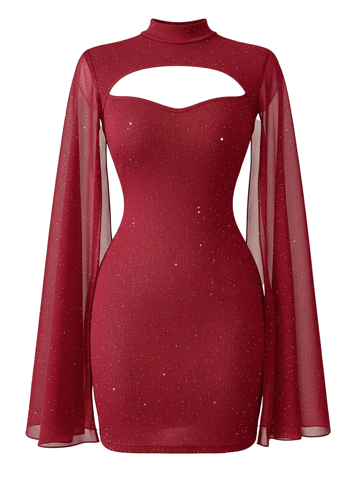 1980er Solide Perle Chiffon Cape Bodycon Kleid - Image 6