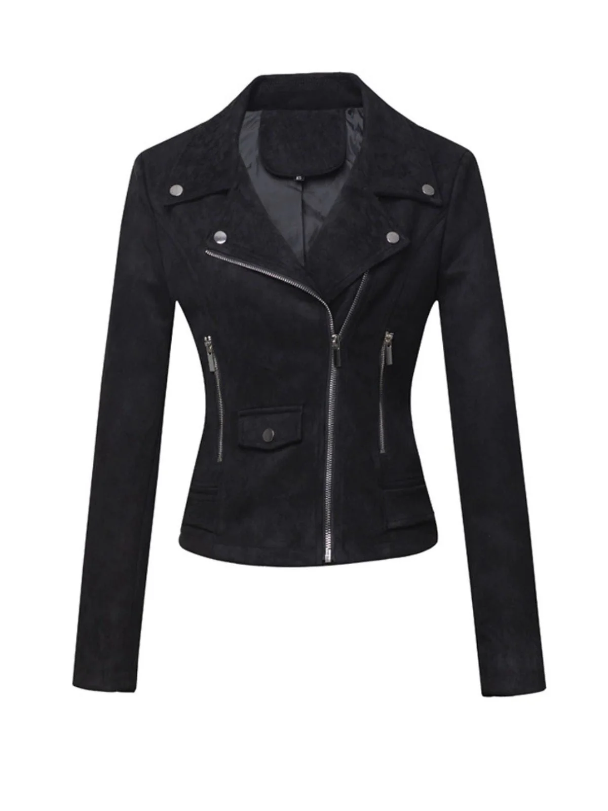 1980er Solide Revers Ssuede Leder Jacke - Image 5