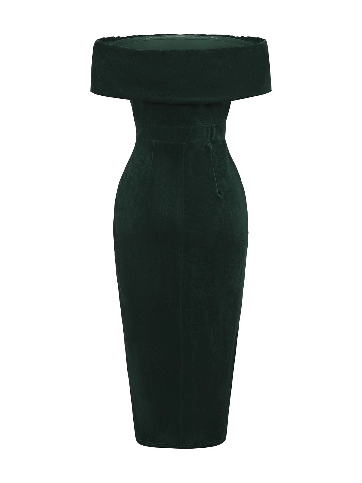 1980er Solide Samt Schulterfrei Midi Kleid - Image 15