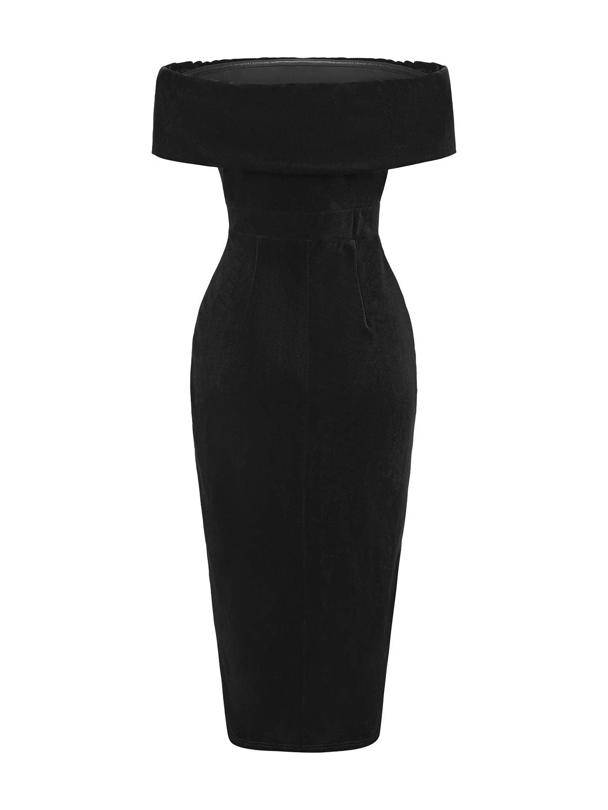 1980er Solide Samt Schulterfrei Midi Kleid - Image 16
