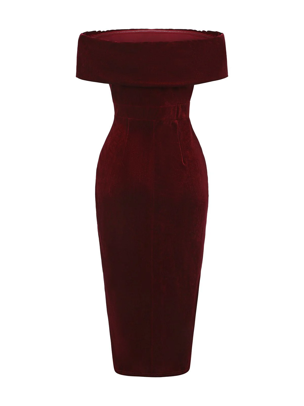 1980er Solide Samt Schulterfrei Midi Kleid - Image 7