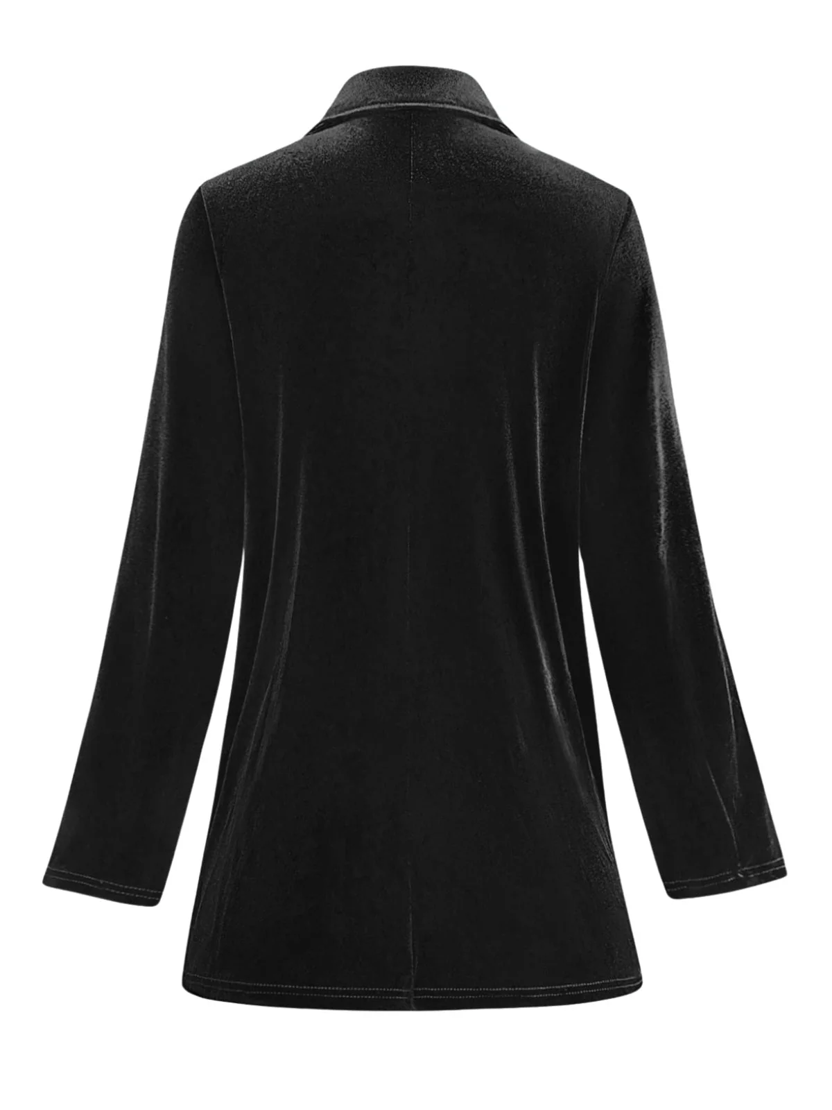 1980er Solide Samt Zweireihiger Revers Blazer - Image 5