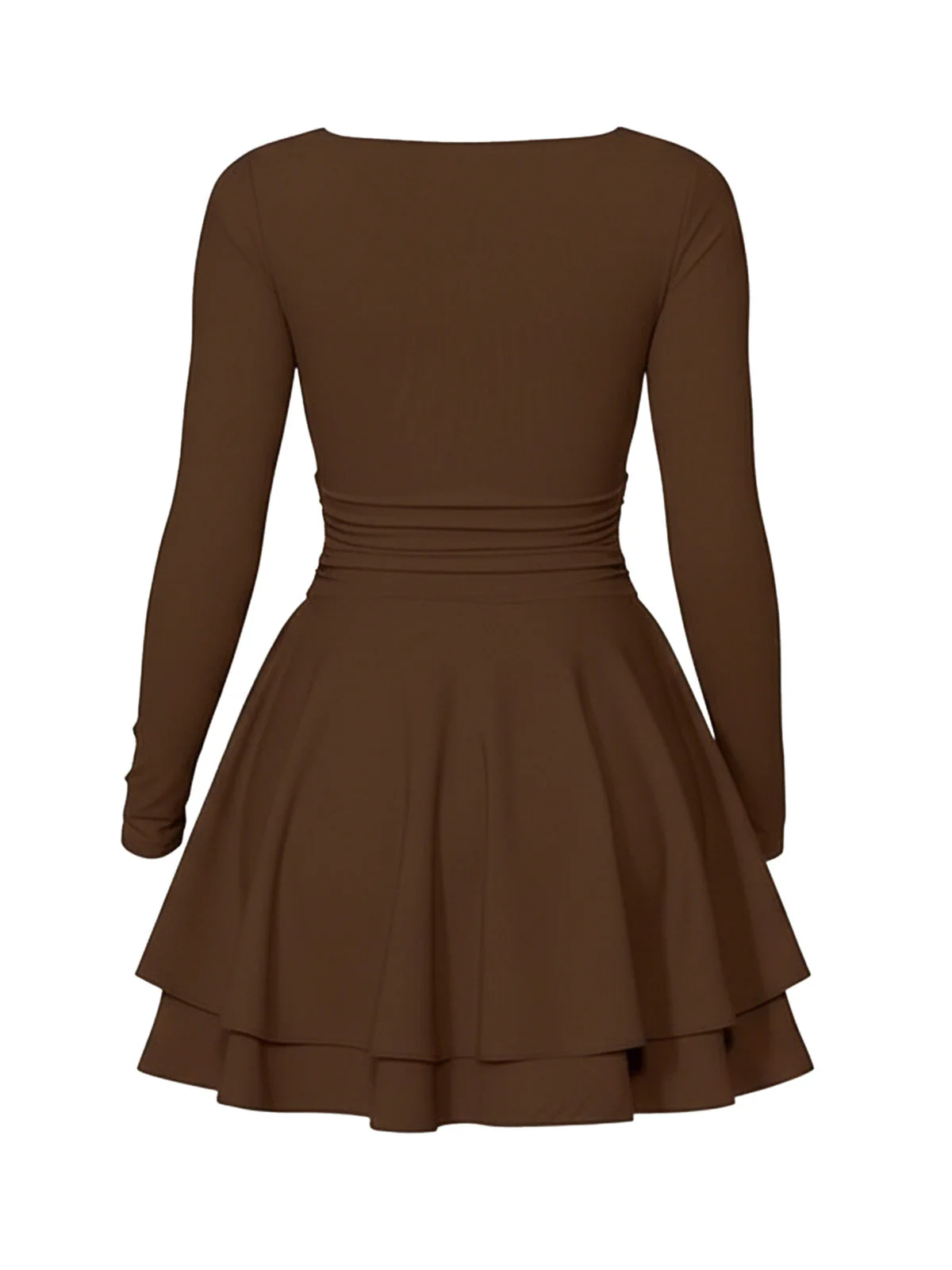 1980er Solide Tailliert Quadratischer Hals Langarm Kleid - Image 7
