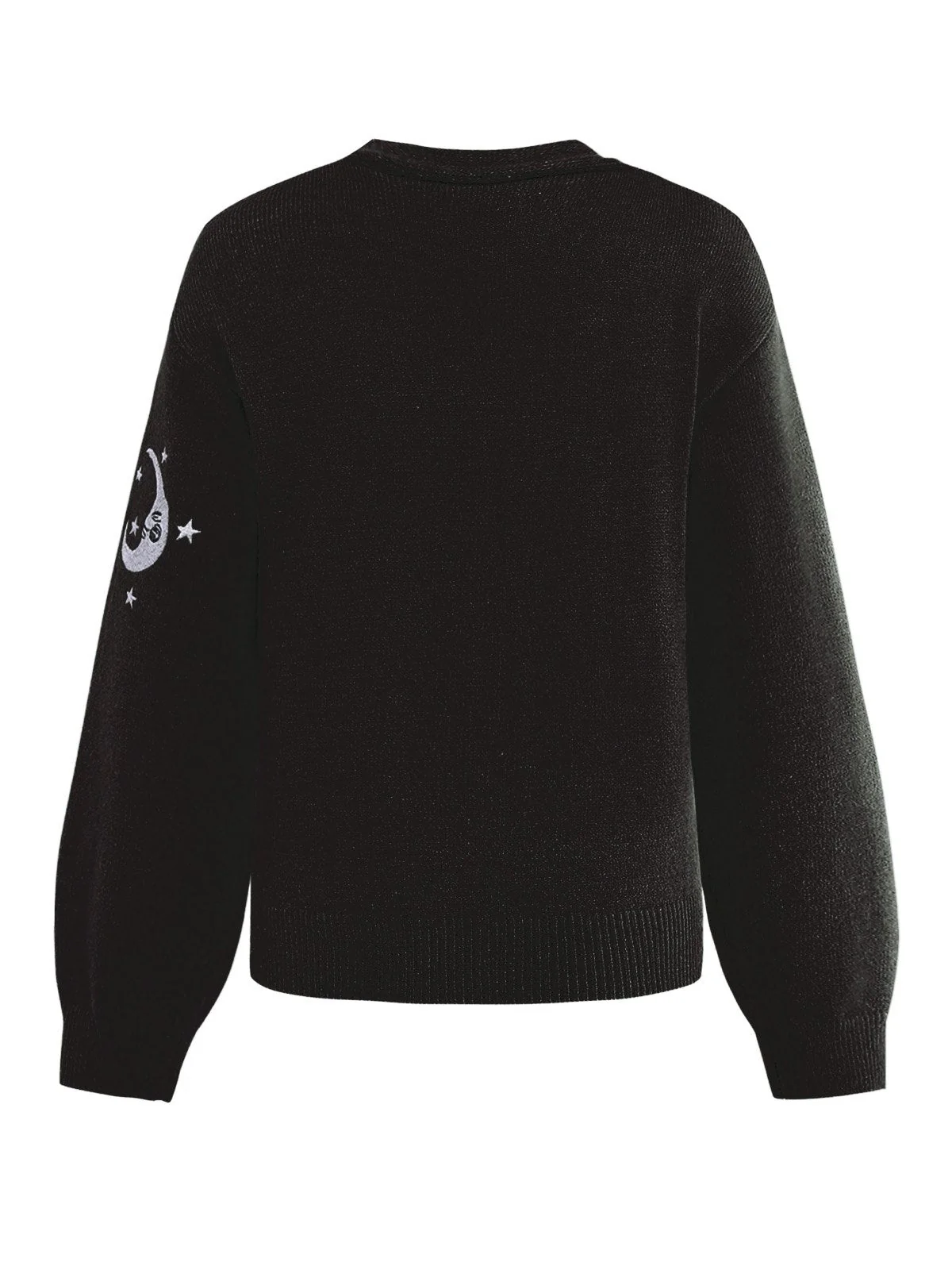 1980er Sonne Mond Bestickt Laternenärmel Stricken Cardigan - Image 2
