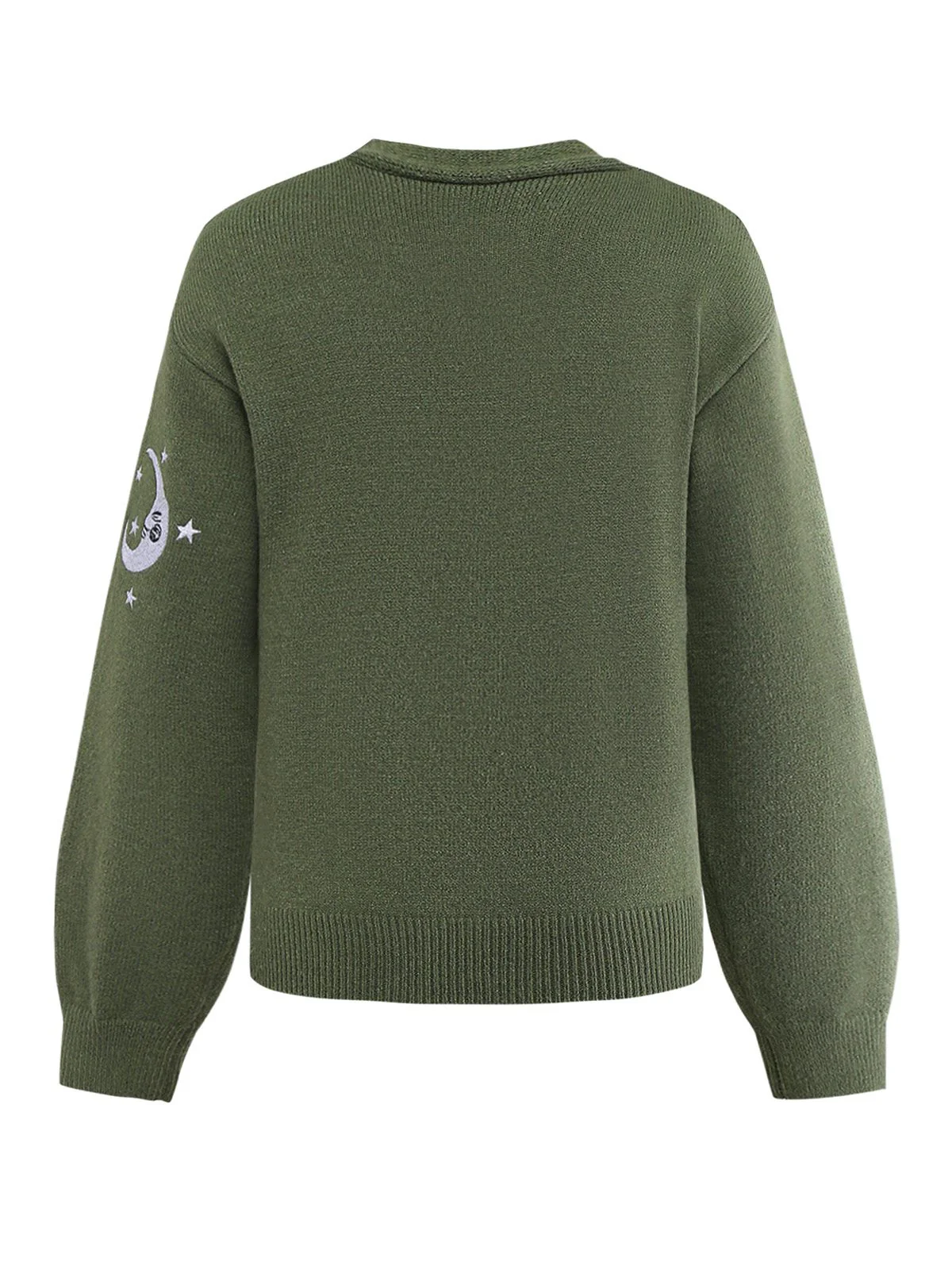 1980er Sonne Mond Bestickt Laternenärmel Stricken Cardigan - Image 5