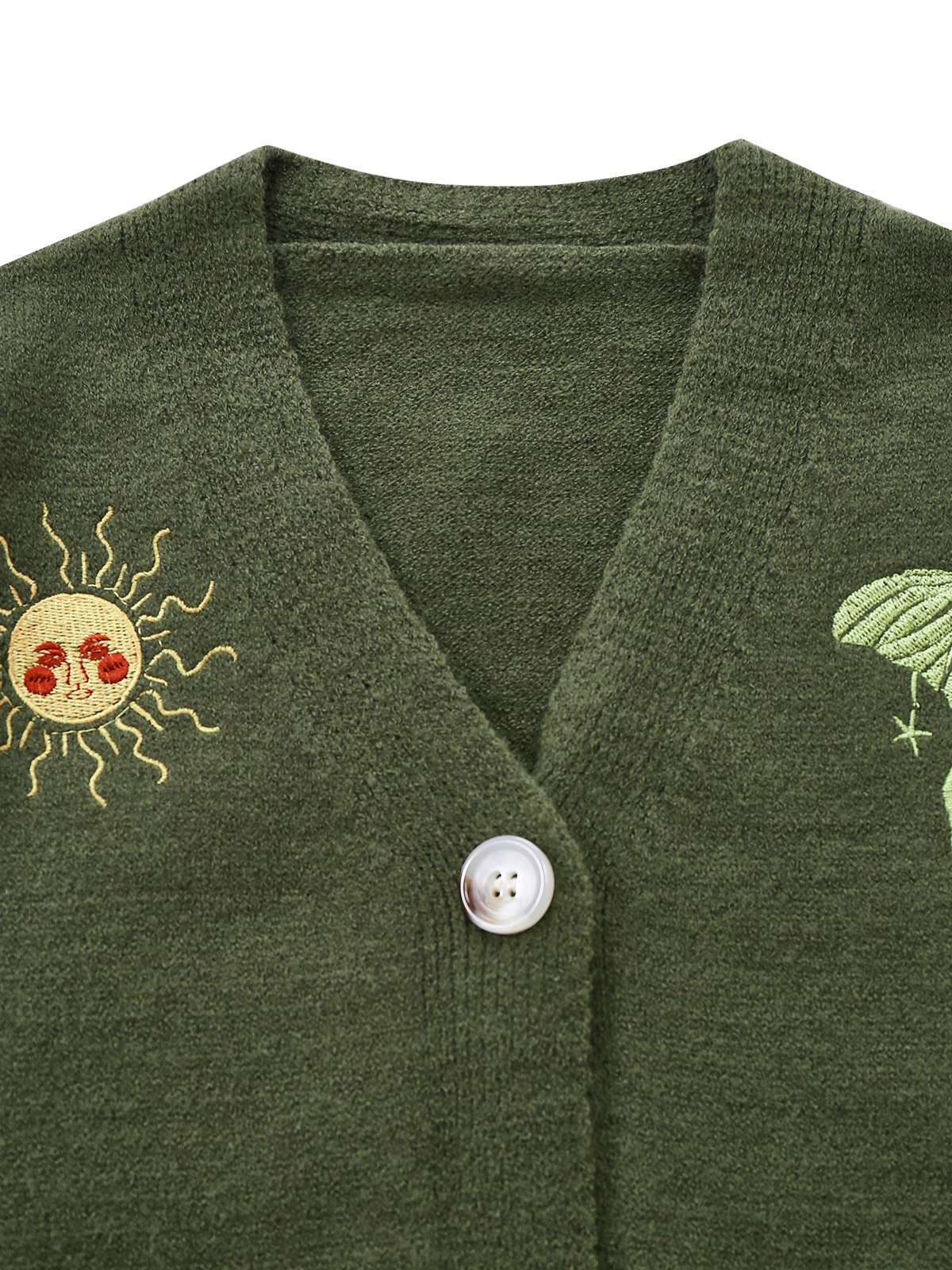1980er Sonne Mond Bestickt Laternenärmel Stricken Cardigan - Image 9