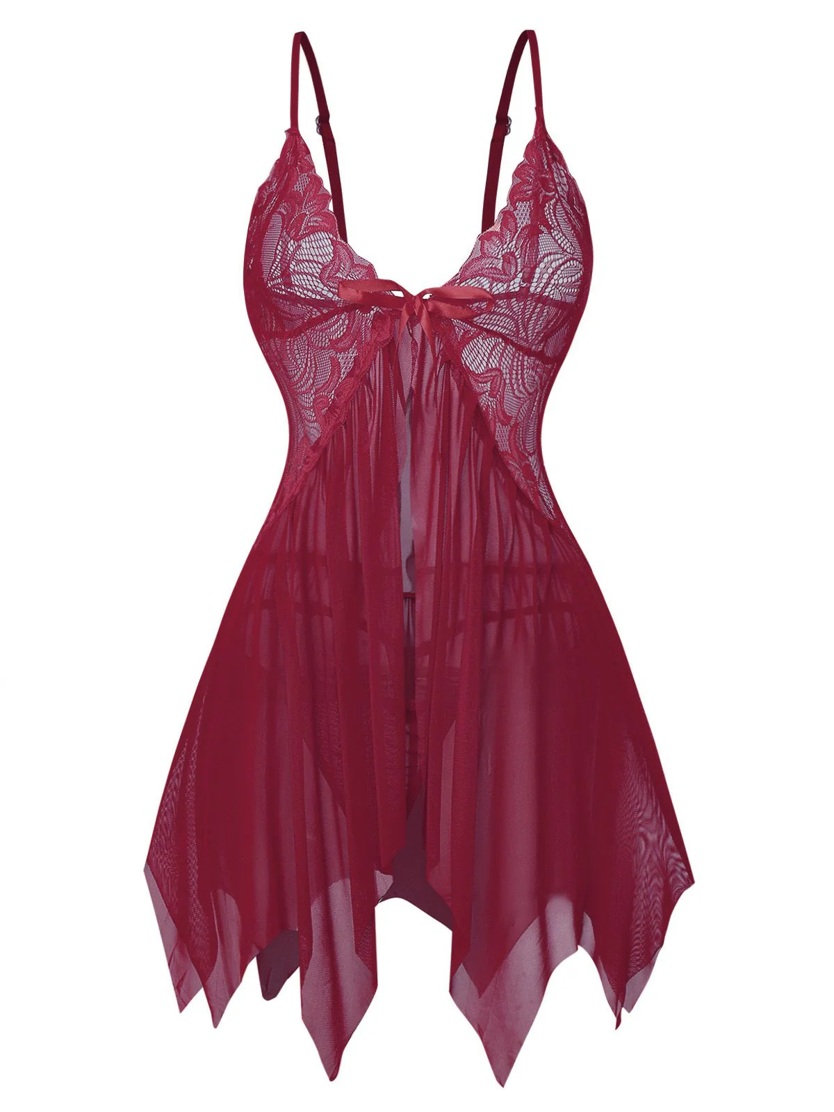 1980er Spitze Satin Band Babydoll Dessous Set - Image 10