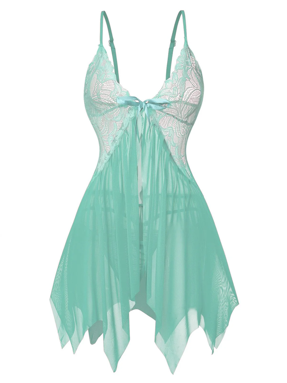 1980er Spitze Satin Band Babydoll Dessous Set - Image 14