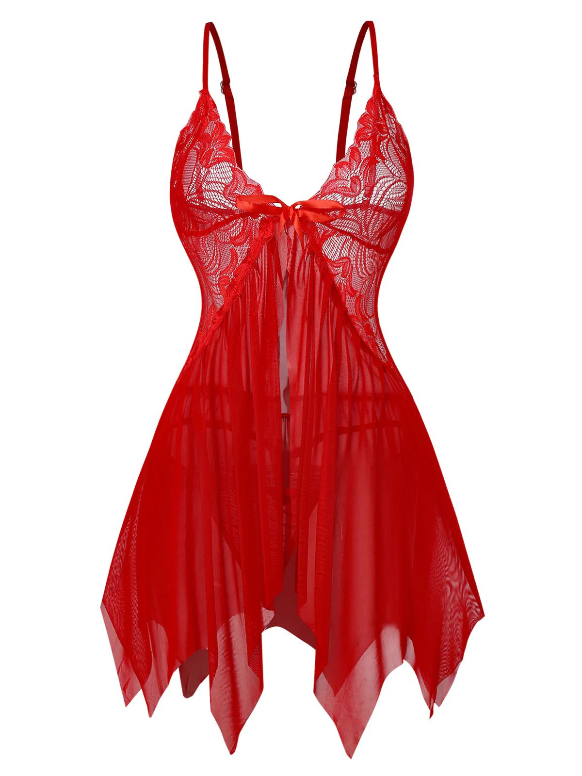 1980er Spitze Satin Band Babydoll Dessous Set - Image 2