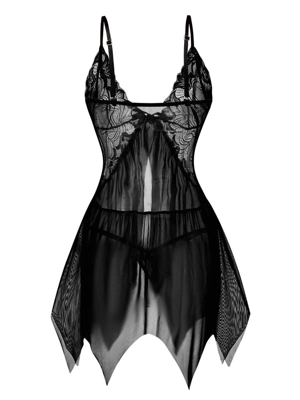 1980er Spitze Satin Band Babydoll Dessous Set - Image 9