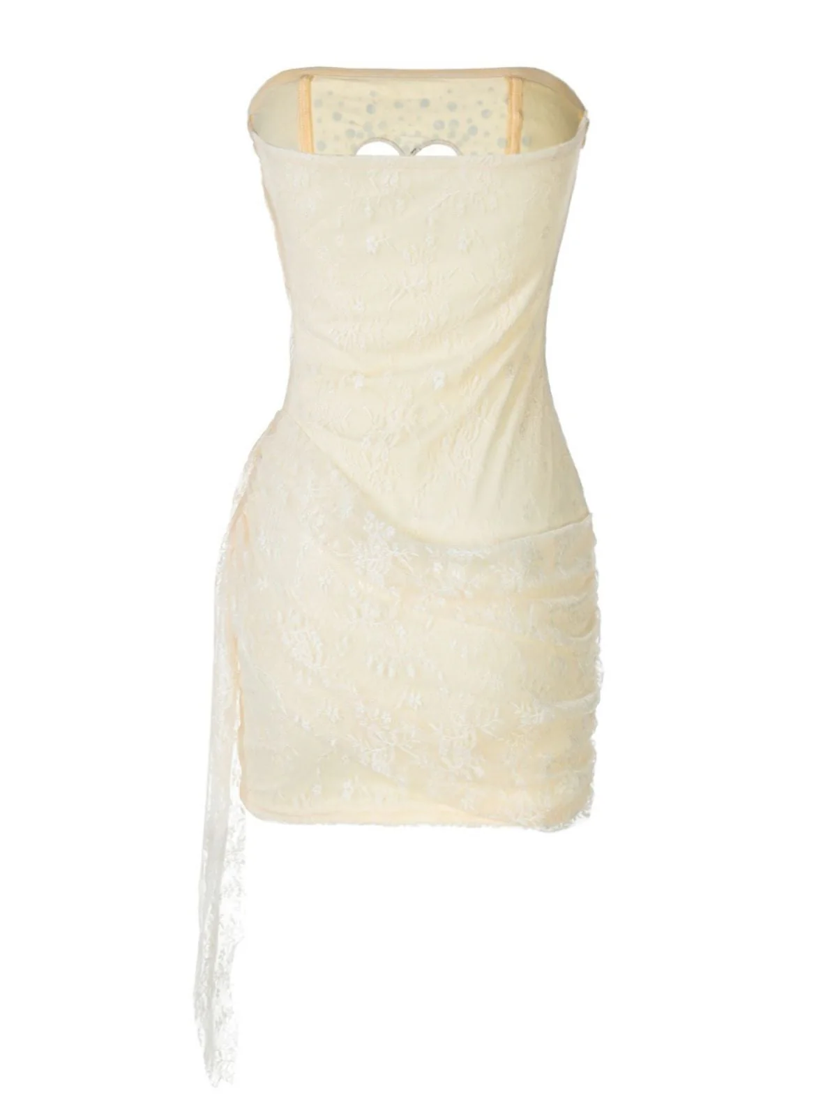 1980er Trägerlos Herz Cutout Diamant Spitze Kleid - Image 4