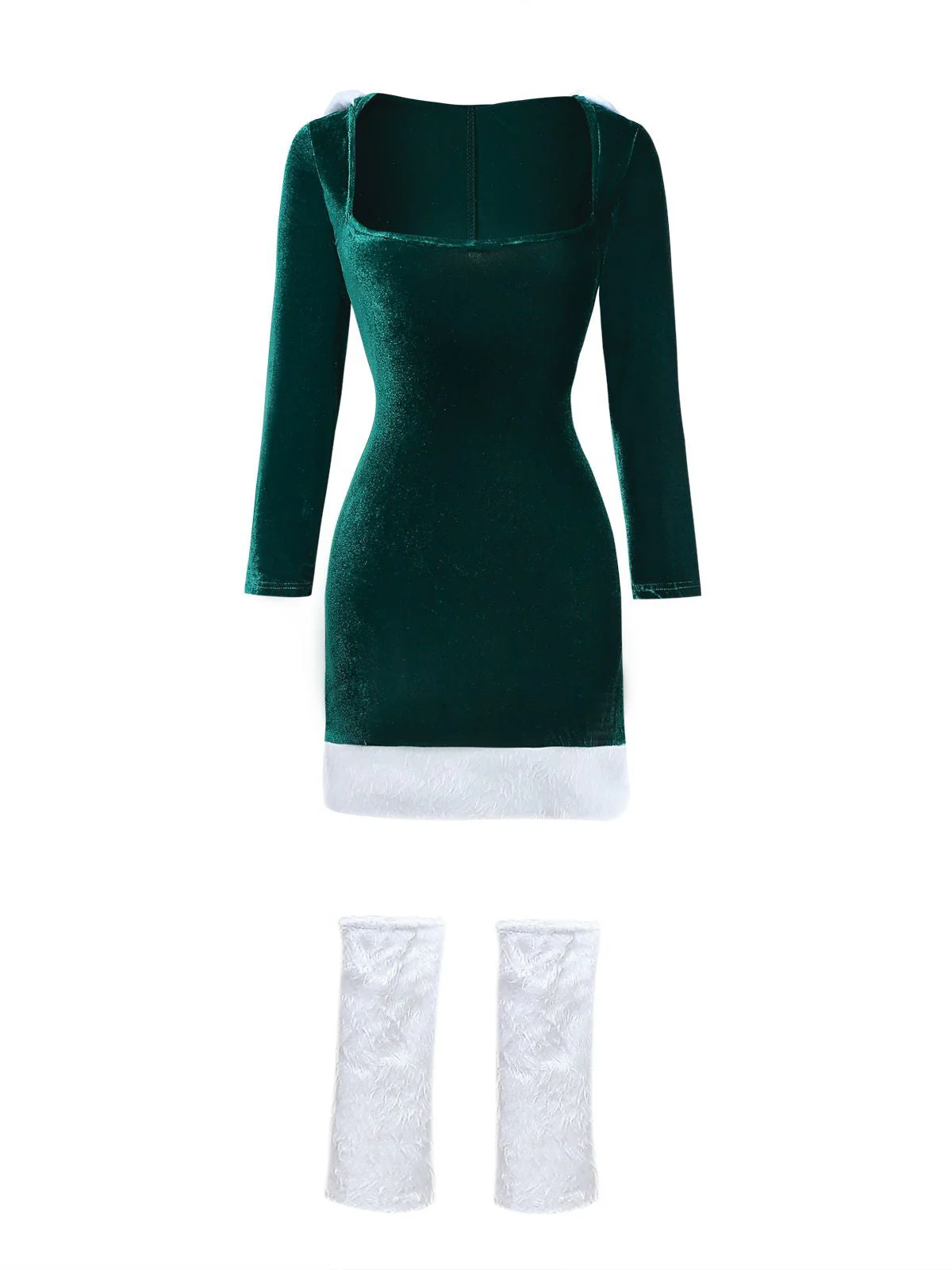 1980er Weihnachten Pelzbesatz Hooded Samt Kleid - Image 3
