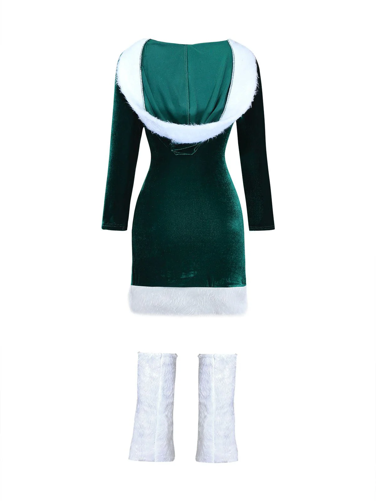 1980er Weihnachten Pelzbesatz Hooded Samt Kleid - Image 4