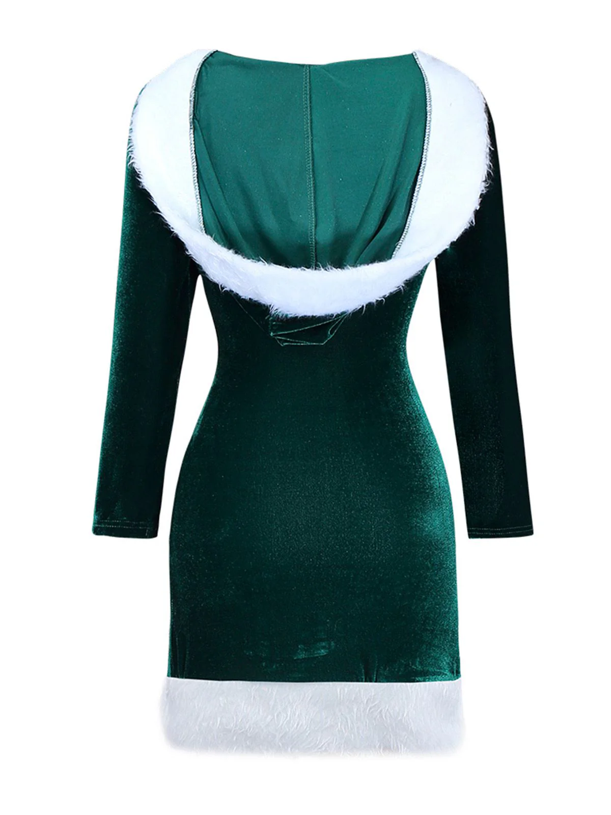1980er Weihnachten Pelzbesatz Hooded Samt Kleid - Image 6