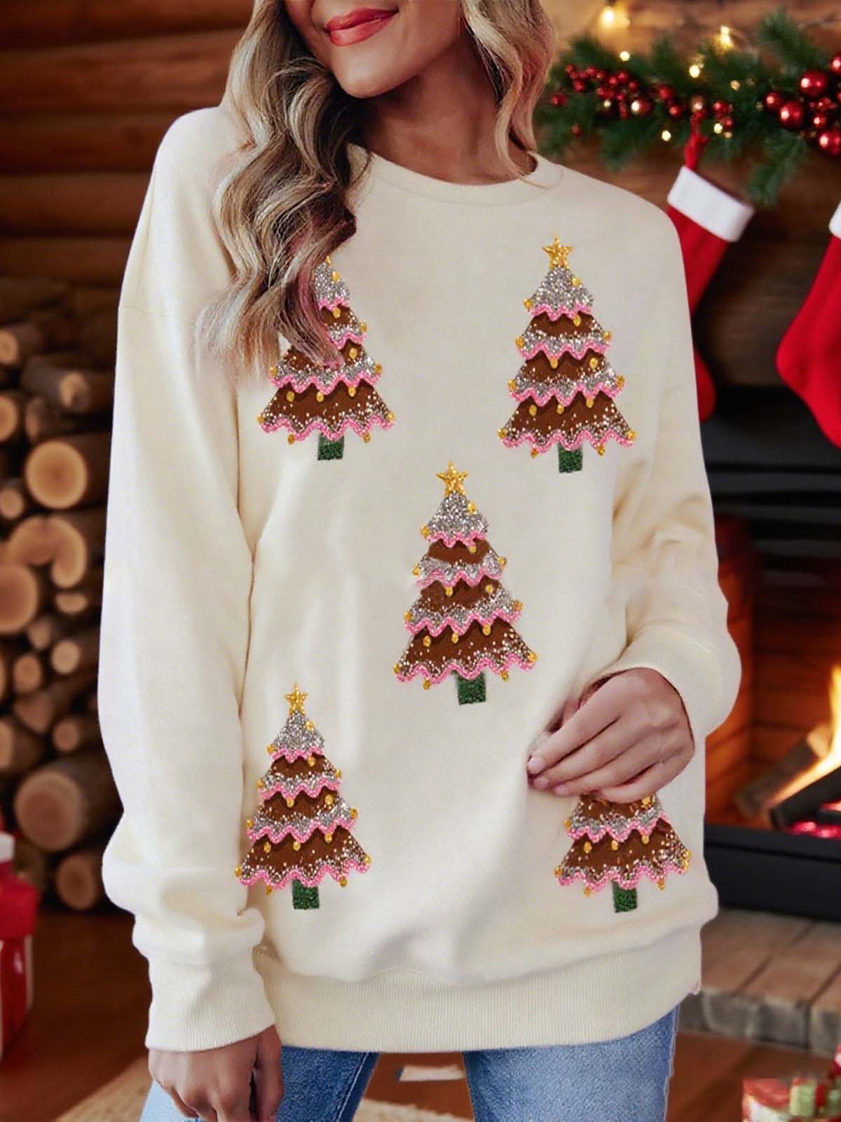 1980er Weihnachtsbaum Paillette Pullover - Image 11