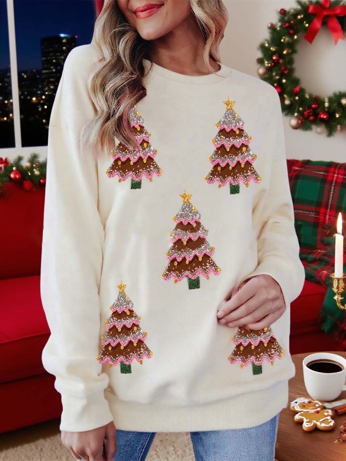 1980er Weihnachtsbaum Paillette Pullover - Image 12
